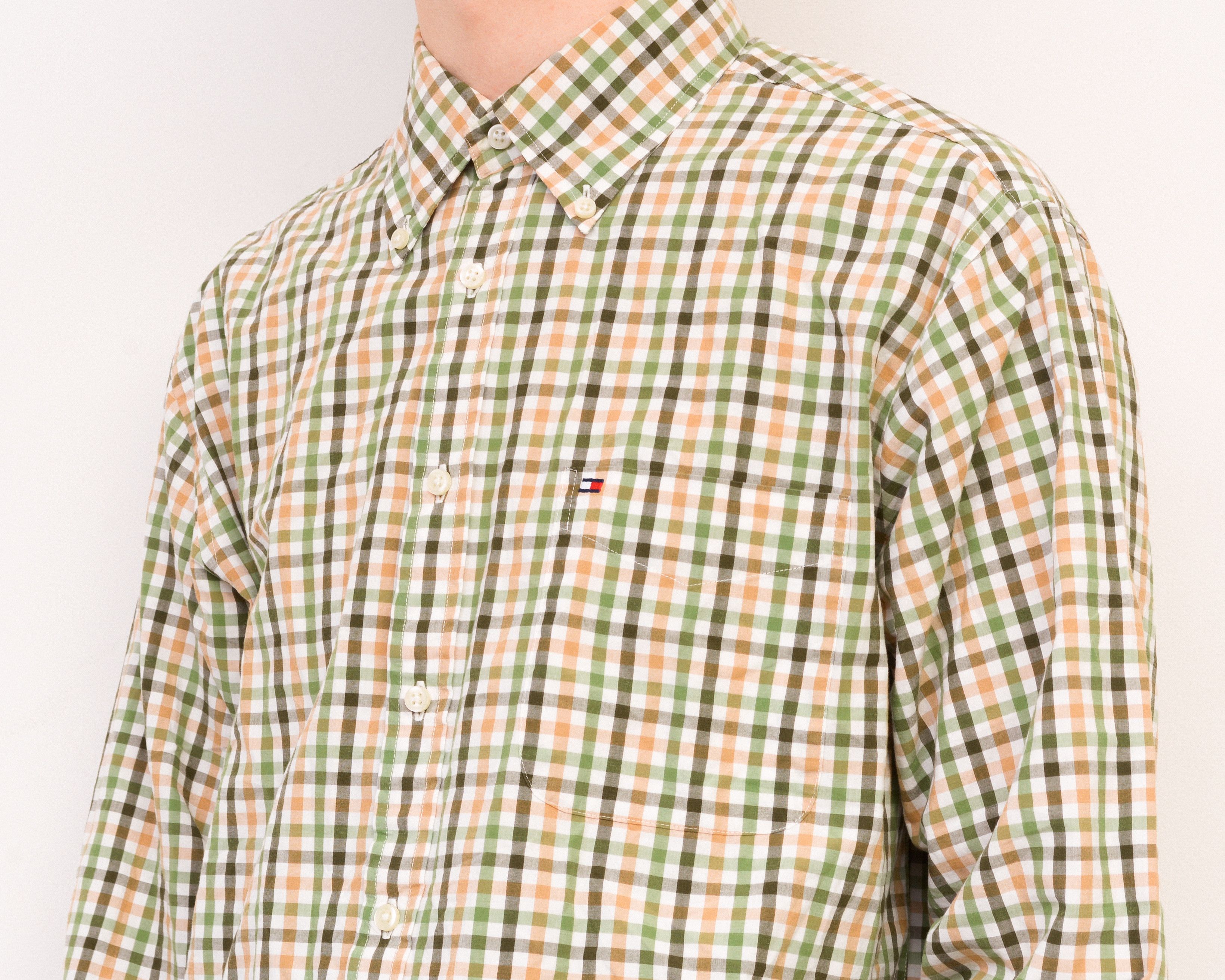 Tommy Hilfiger L Cotton Casual Shirt Check Plaid Tartan Retro Long Sleeve Size US L / EU 52-54 / 3 - 4 Thumbnail