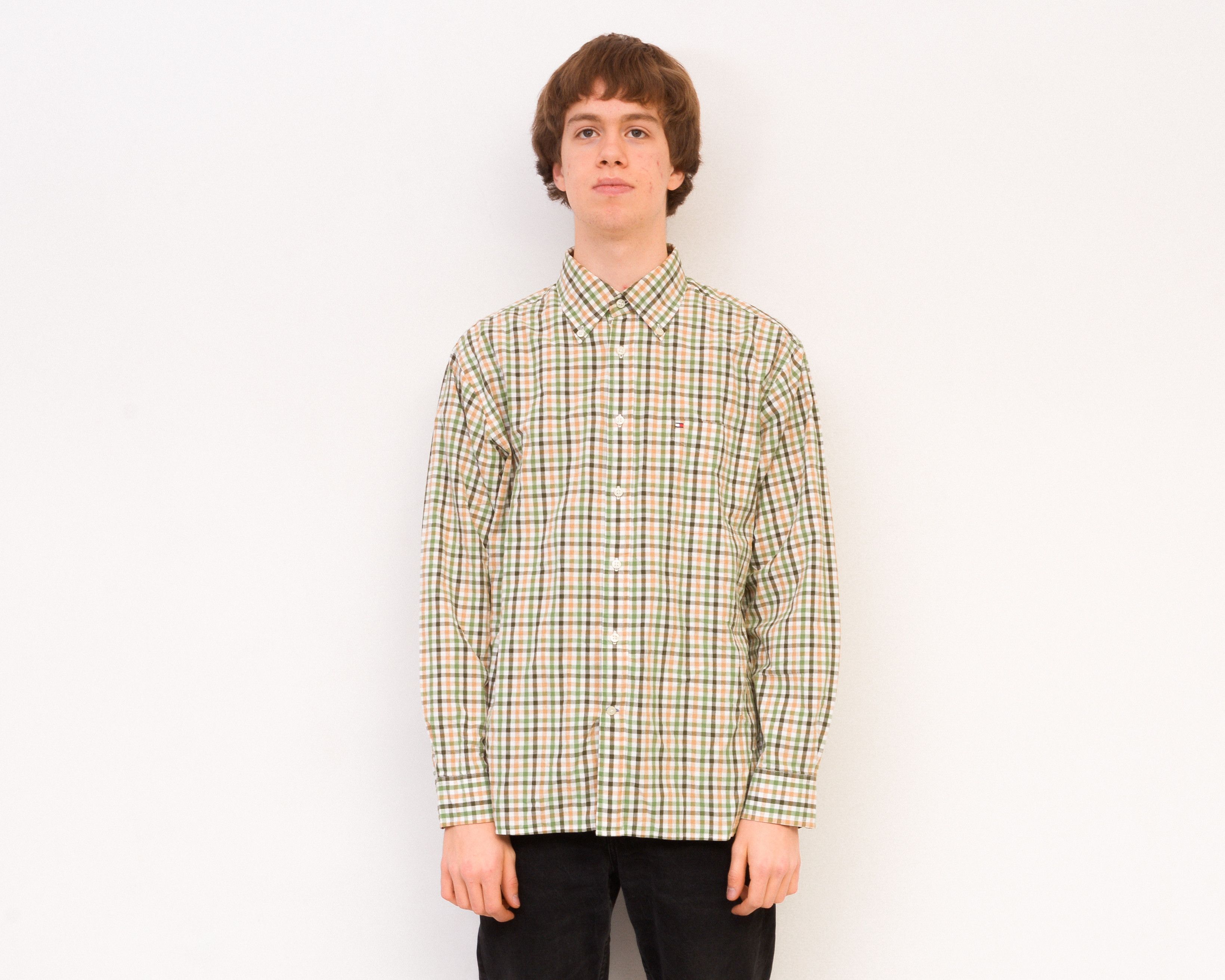 Tommy Hilfiger L Cotton Casual Shirt Check Plaid Tartan Retro Long Sleeve Size US L / EU 52-54 / 3 - 1 Thumbnail
