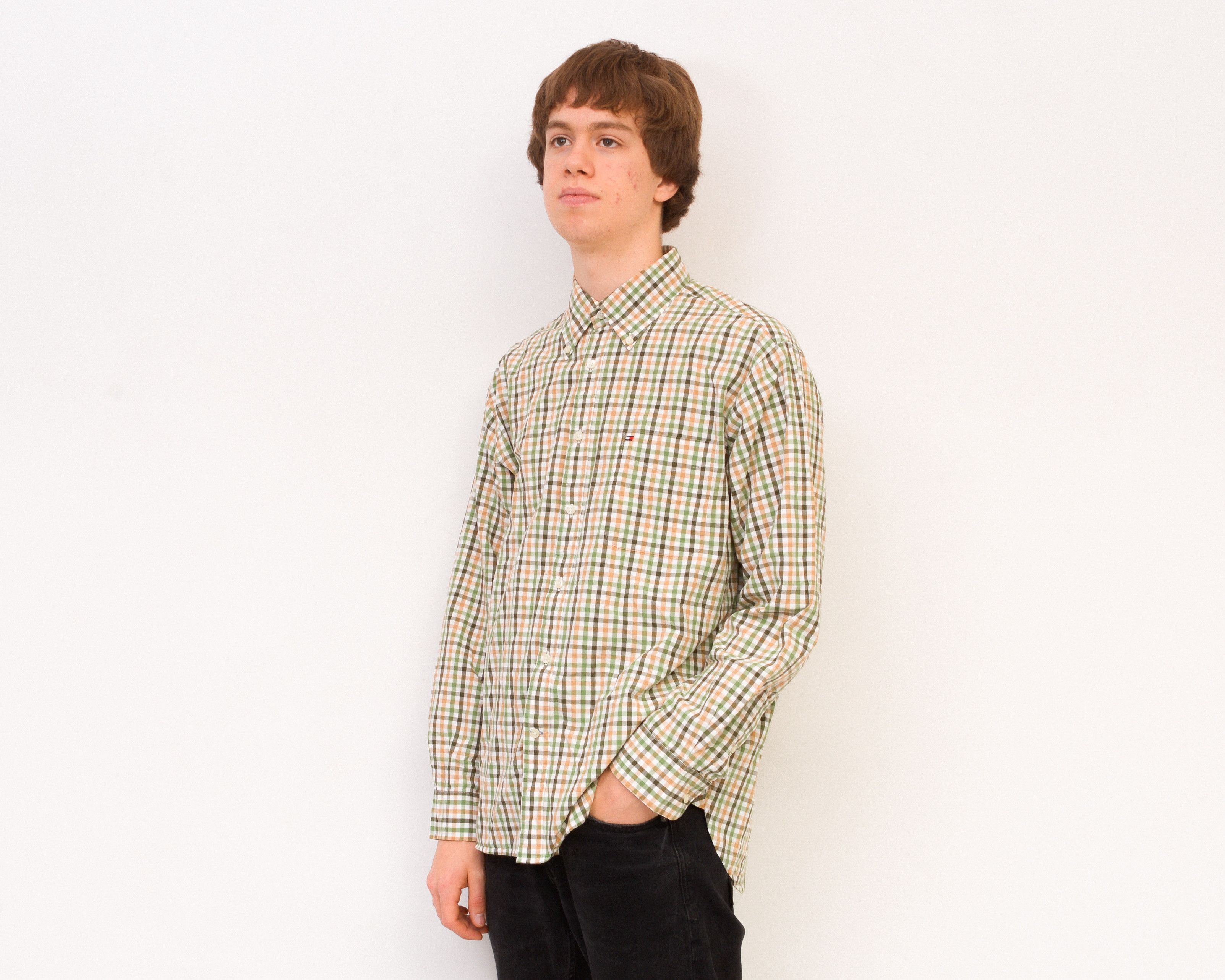 Tommy Hilfiger L Cotton Casual Shirt Check Plaid Tartan Retro Long Sleeve Size US L / EU 52-54 / 3 - 3 Thumbnail