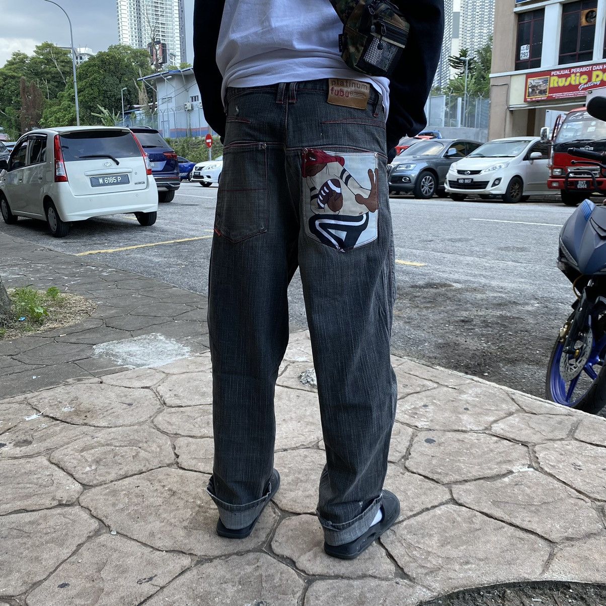 Fubu × XMI Platinum RARE‼️Fubu Platinum Hip Hop Denim Jeans Distressed Size US 33 - 17 Thumbnail