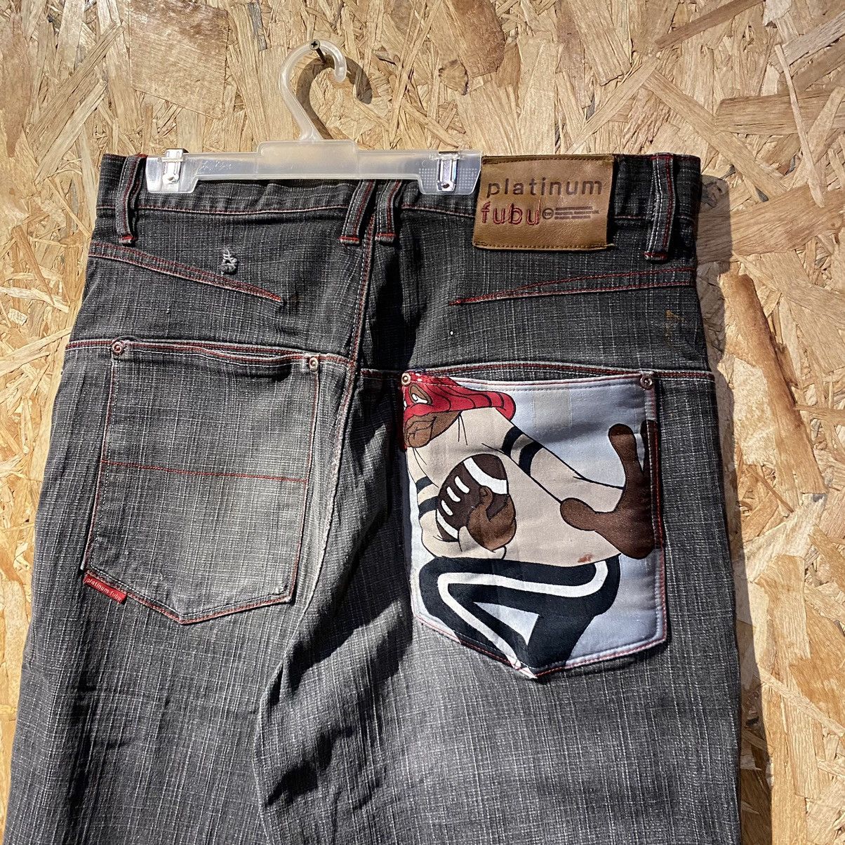 Fubu × XMI Platinum RARE‼️Fubu Platinum Hip Hop Denim Jeans Distressed Size US 33 - 3 Thumbnail