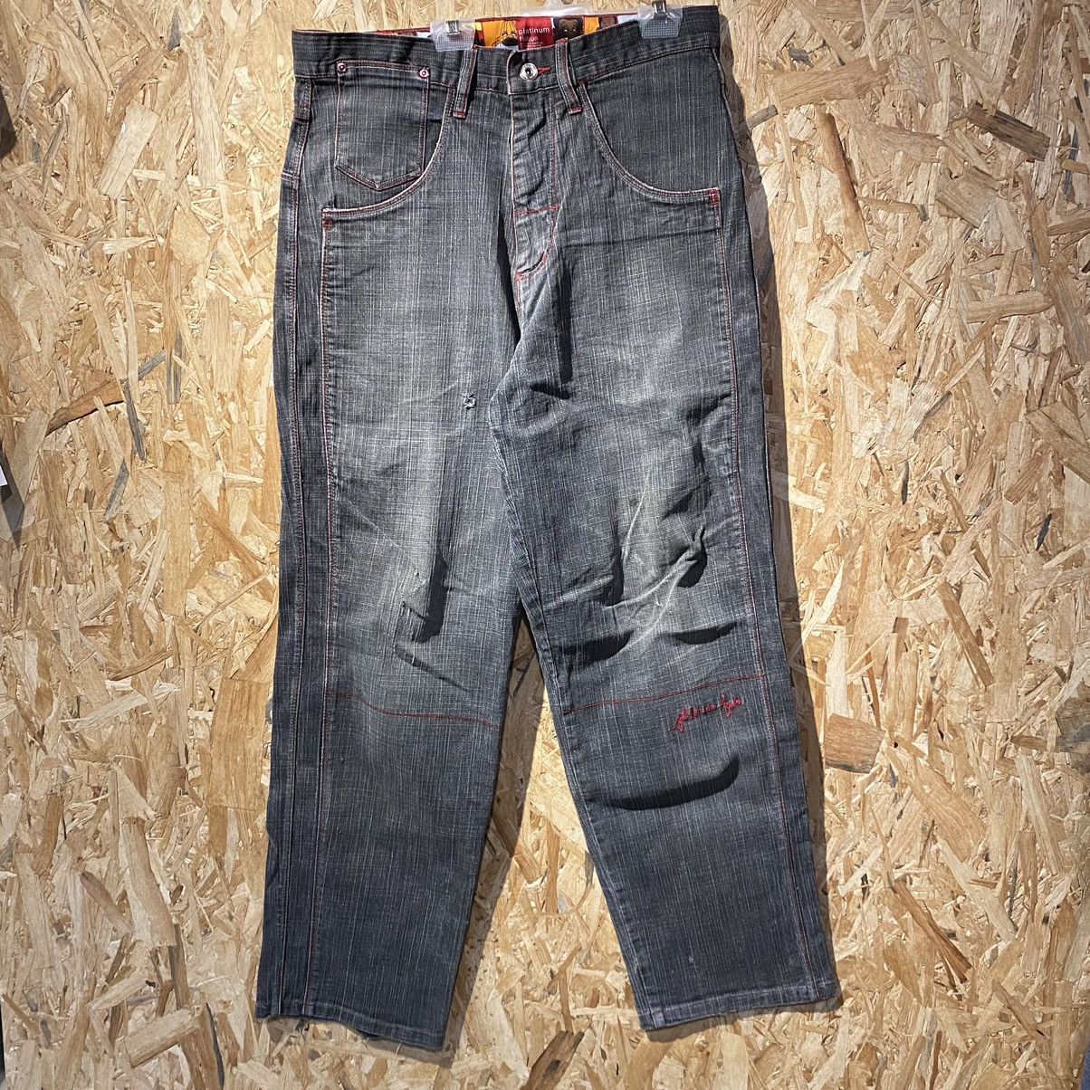 Fubu × XMI Platinum RARE‼️Fubu Platinum Hip Hop Denim Jeans Distressed Size US 33 - 2 Thumbnail