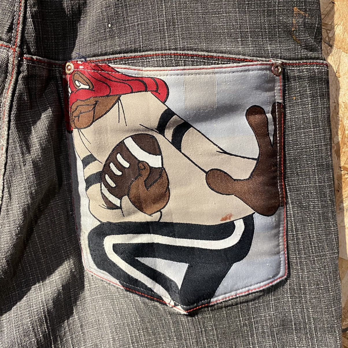 Fubu × XMI Platinum RARE‼️Fubu Platinum Hip Hop Denim Jeans Distressed Size US 33 - 4 Thumbnail