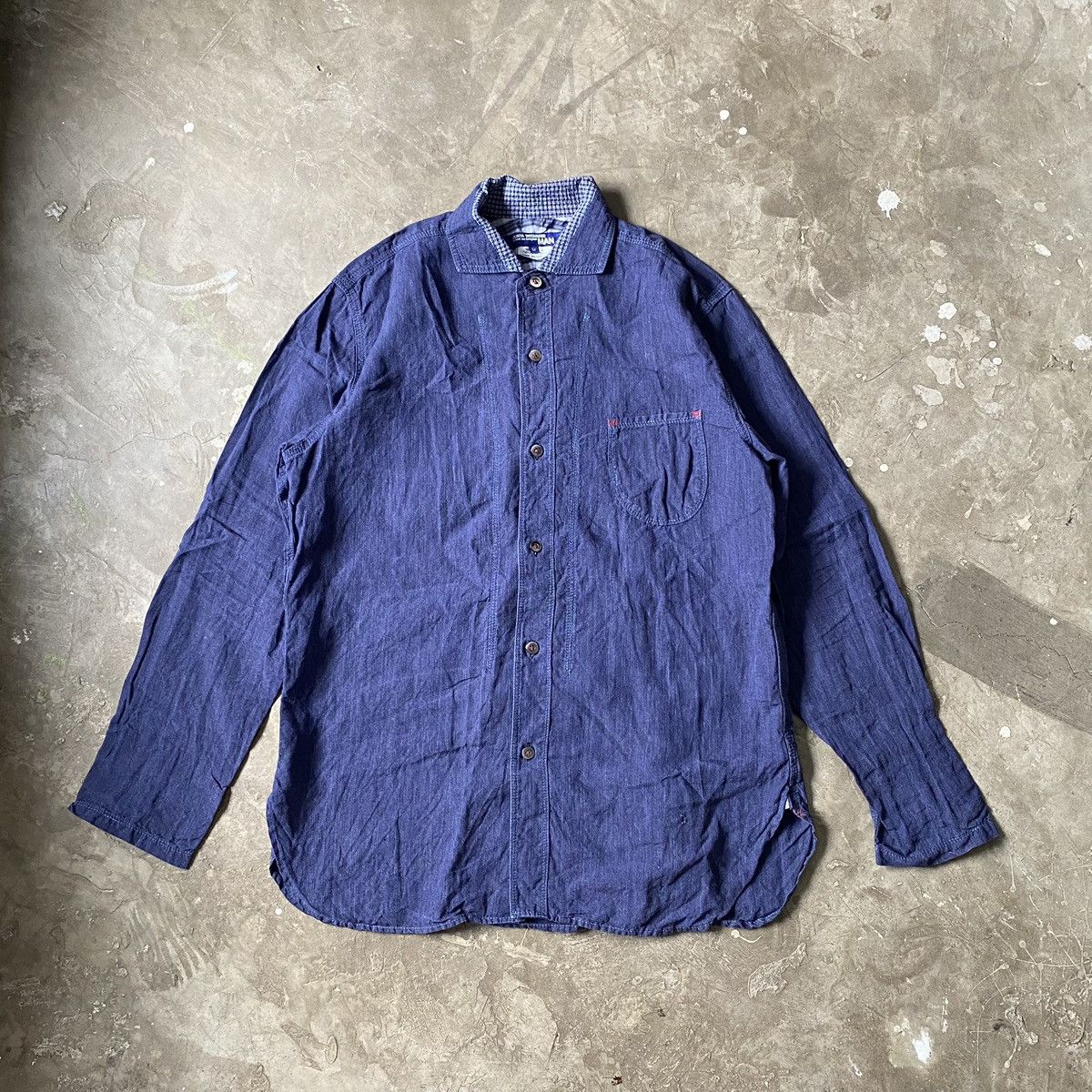 image of Comme Des Garcons x Junya Watanabe - Cdg - Indigo Chambray Overshirt L/s in Indigo Blue (Size Mediu