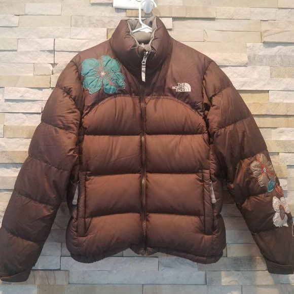 North Face Womens Small Brown Nuptse Puffer Jacket Coat
