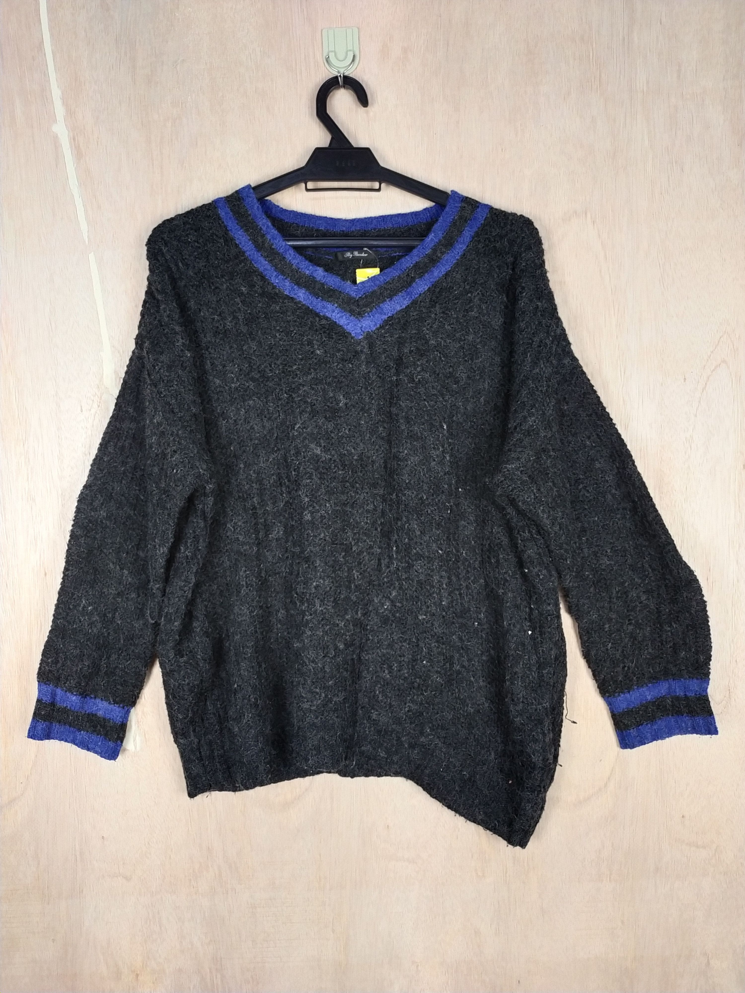 Homespun Knitwear × Japanese Brand × Vintage Sky Bomber Black Knitwear mohair #3546 Size US L / EU 52-54 / 3 - 1 Thumbnail