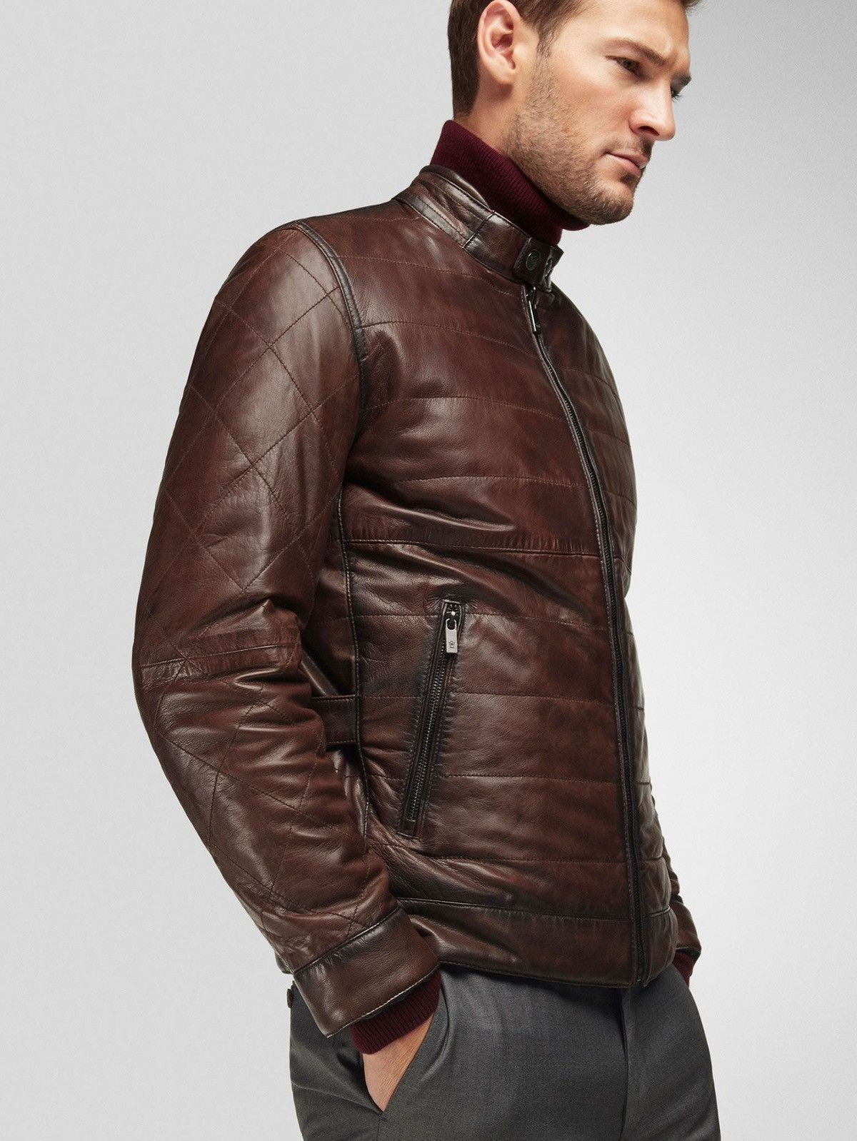 Massimo dutti reversible leather jacket store