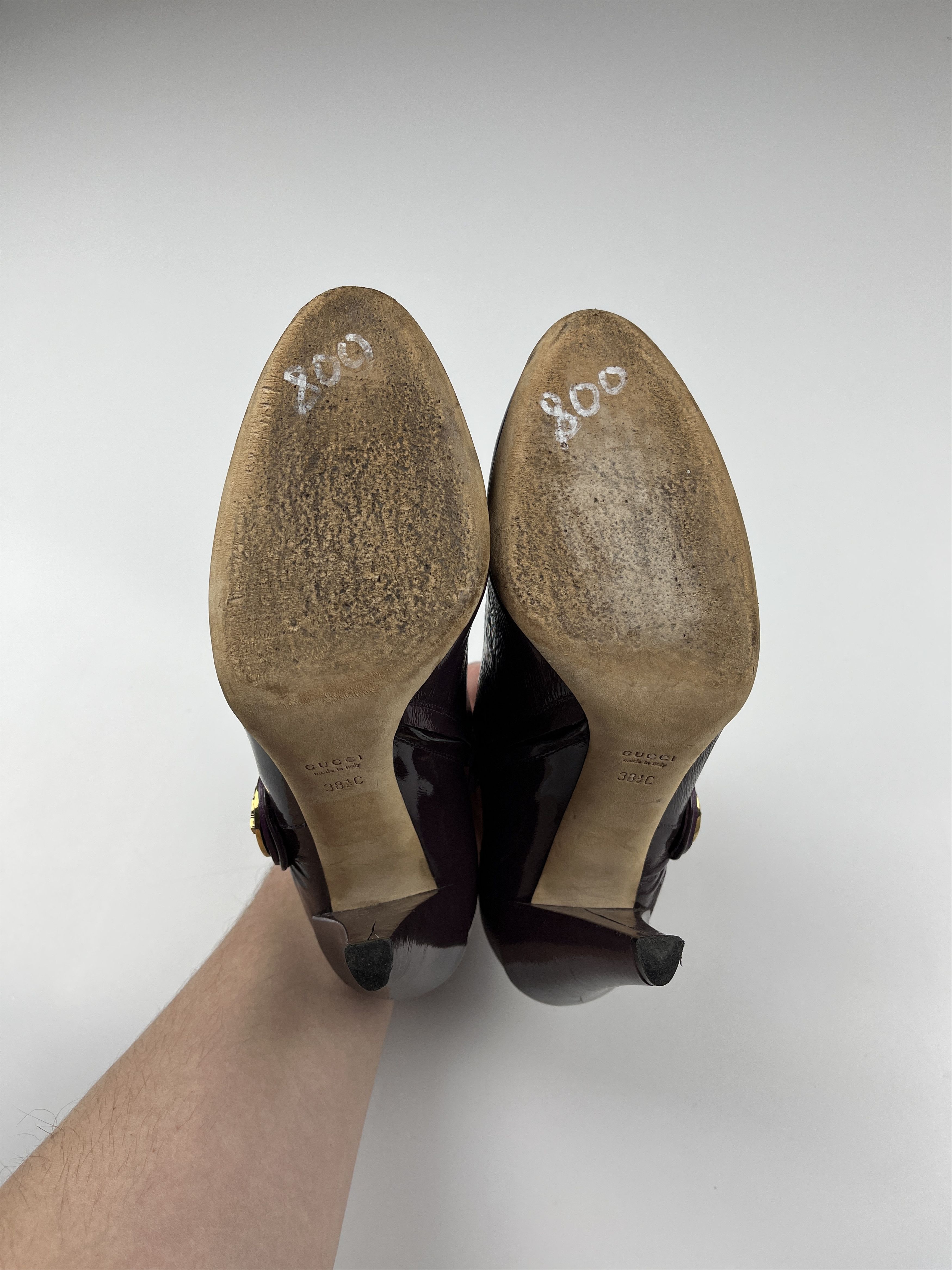 Gucci Gucci Purple Hysteria Leather Crest Gold Medallion Bootie Size US 8.5 / IT 38.5 - 17 Thumbnail