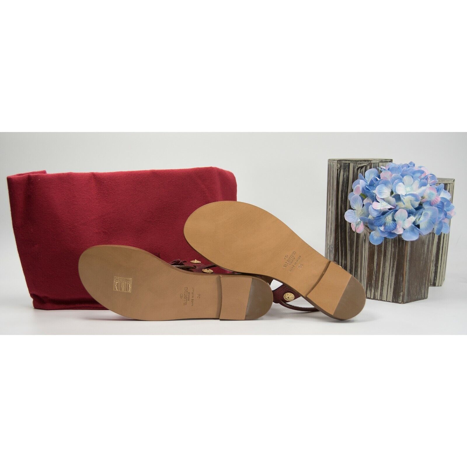 Valentino Scarlet Red Fringe Leather Medallion Flat Sandal