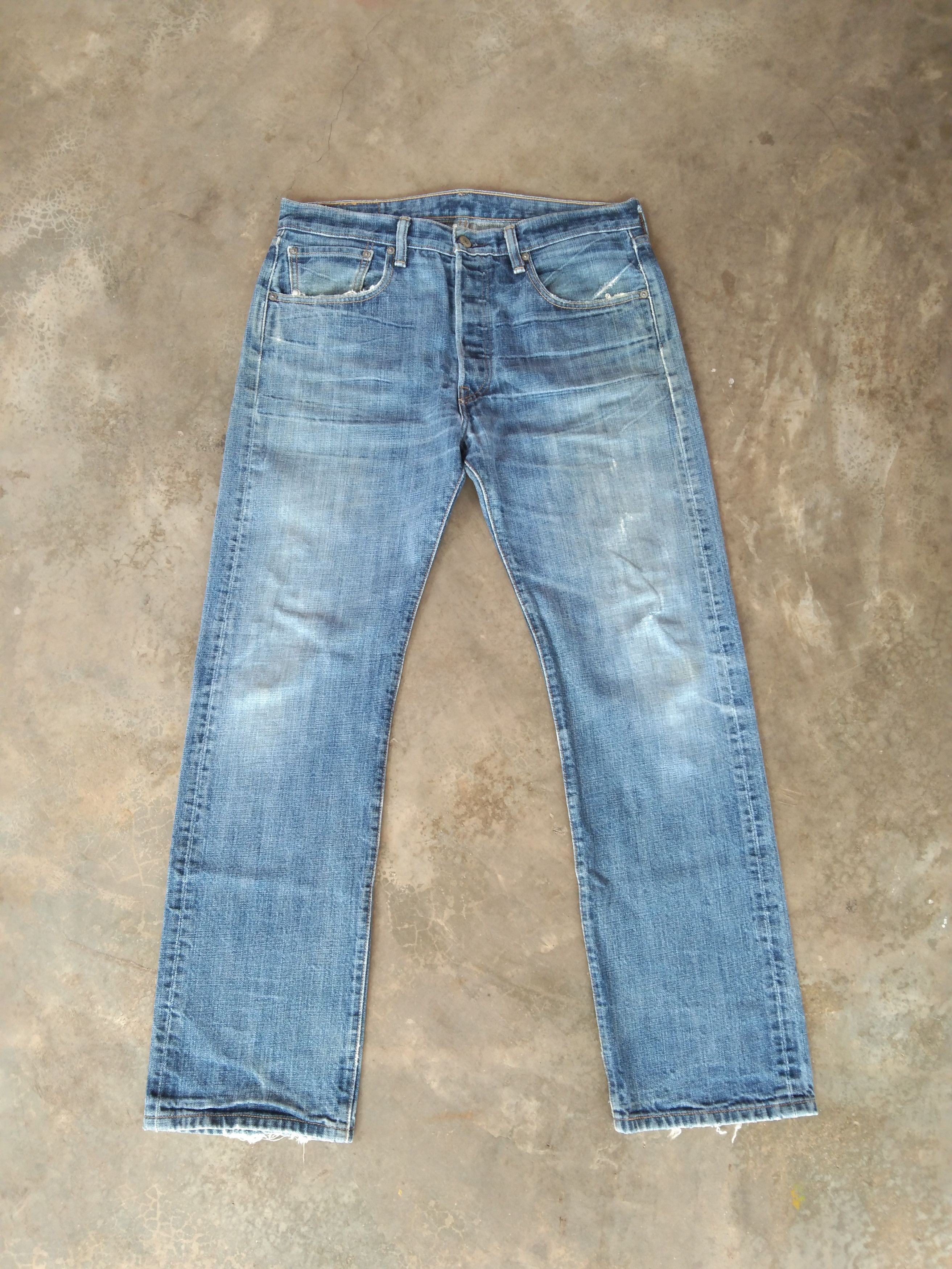 image of Levis x Vintage Levi's 501 Light Wash Distressed Jeans 33X31 in Blue, Men's