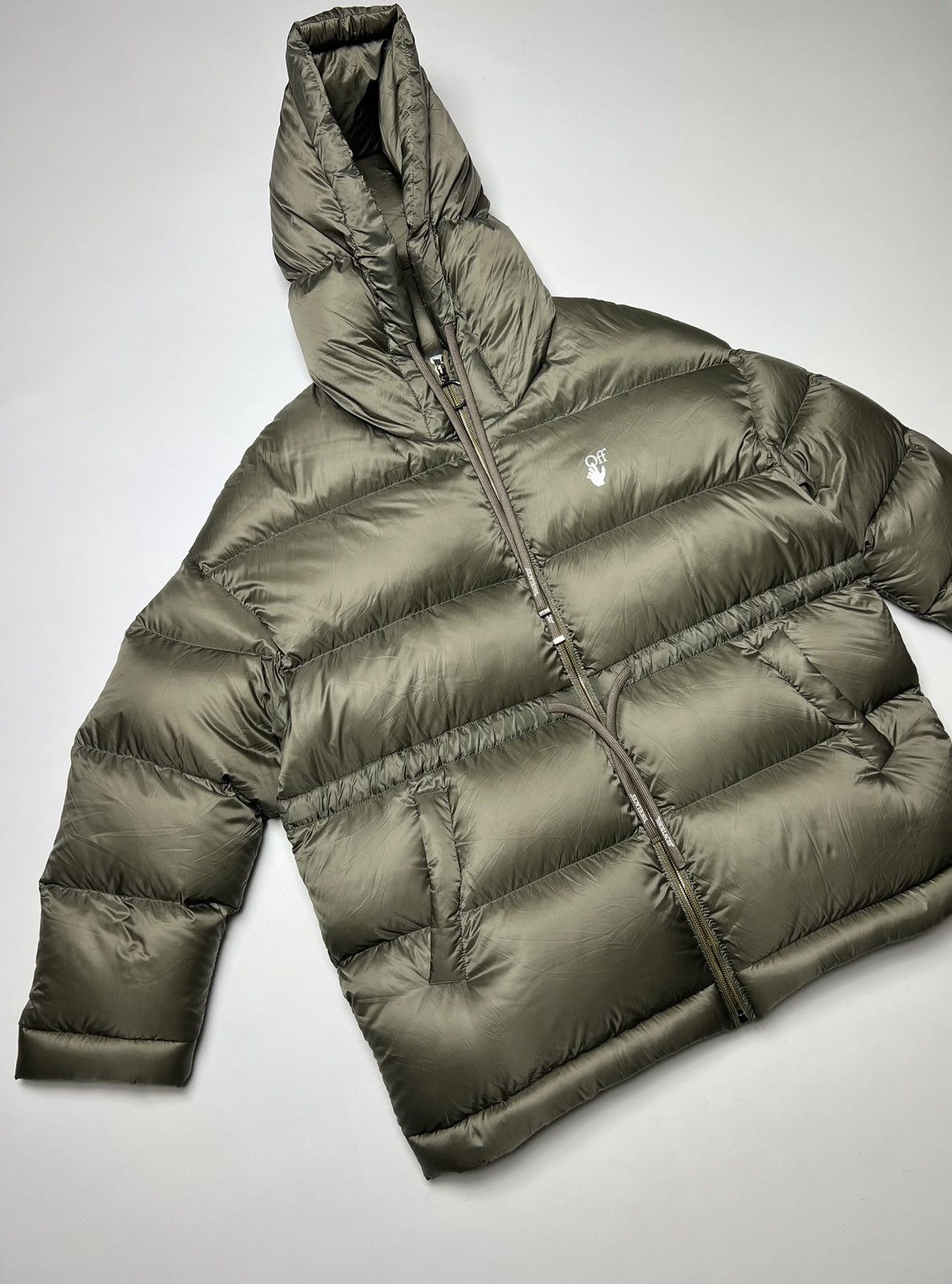 Off White Puffer Vest with Shoulder Ruffle Detail main image 1