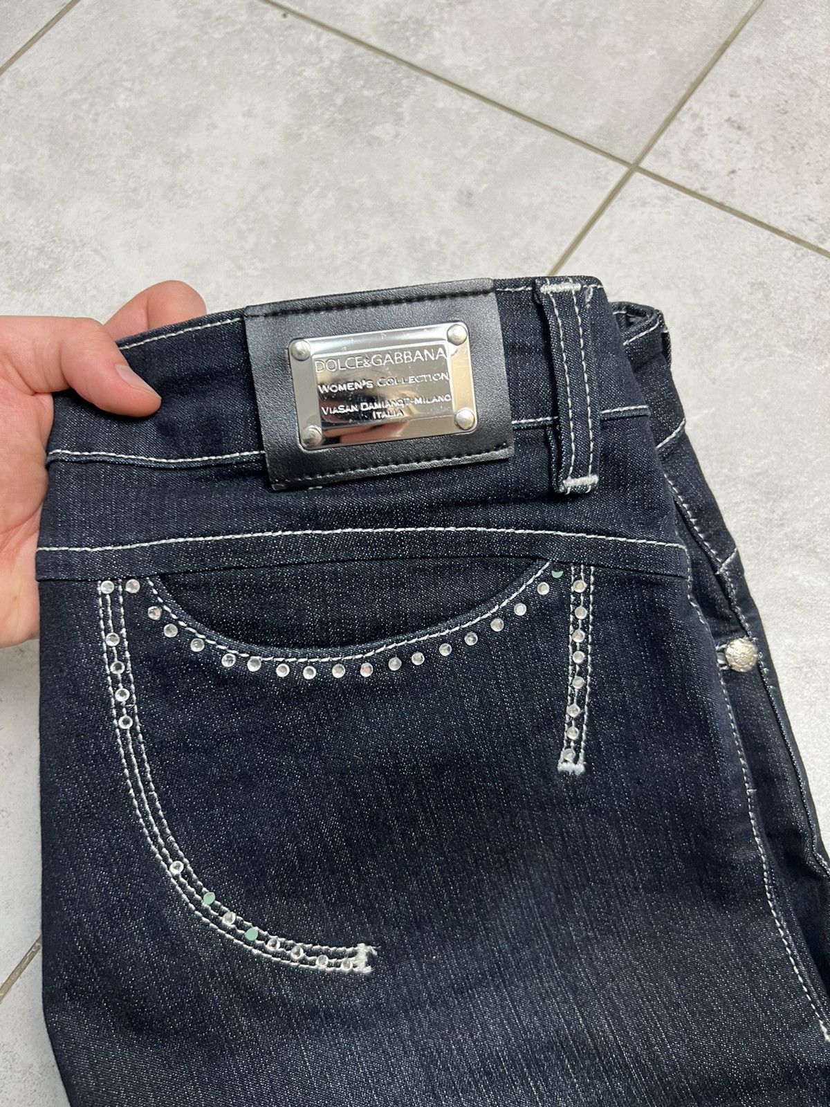 Dolce & Gabbana Dolce & Gabbana Rhinestones Y2K Drip Denim Pants Womens Size 32" / US 10 / IT 46 - 4 Thumbnail