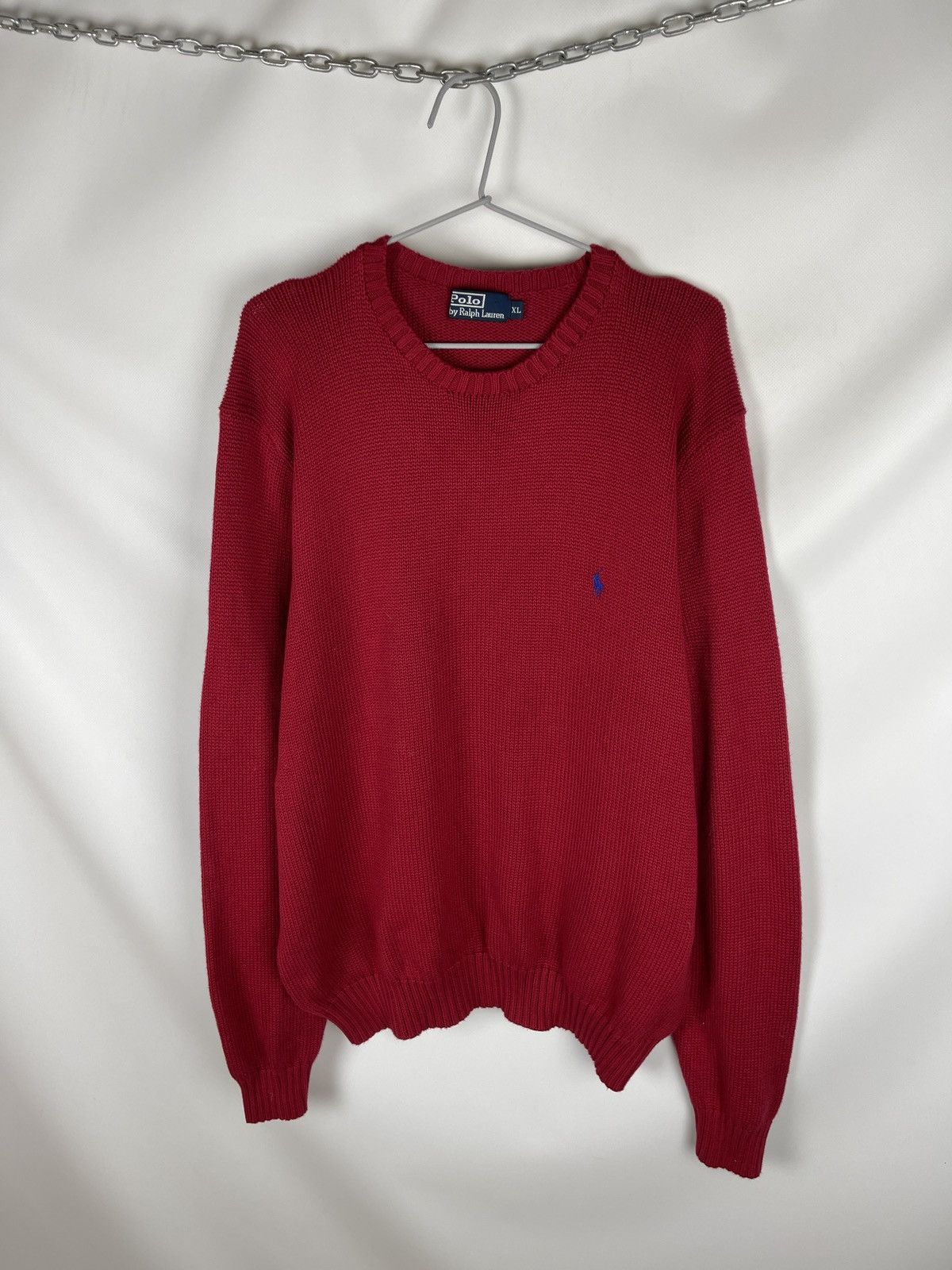 Polo Ralph Lauren Polo Ralph Lauren red crewneck knitted vintage logo sweater Size US XL / EU 56 / 4 - 1 Thumbnail