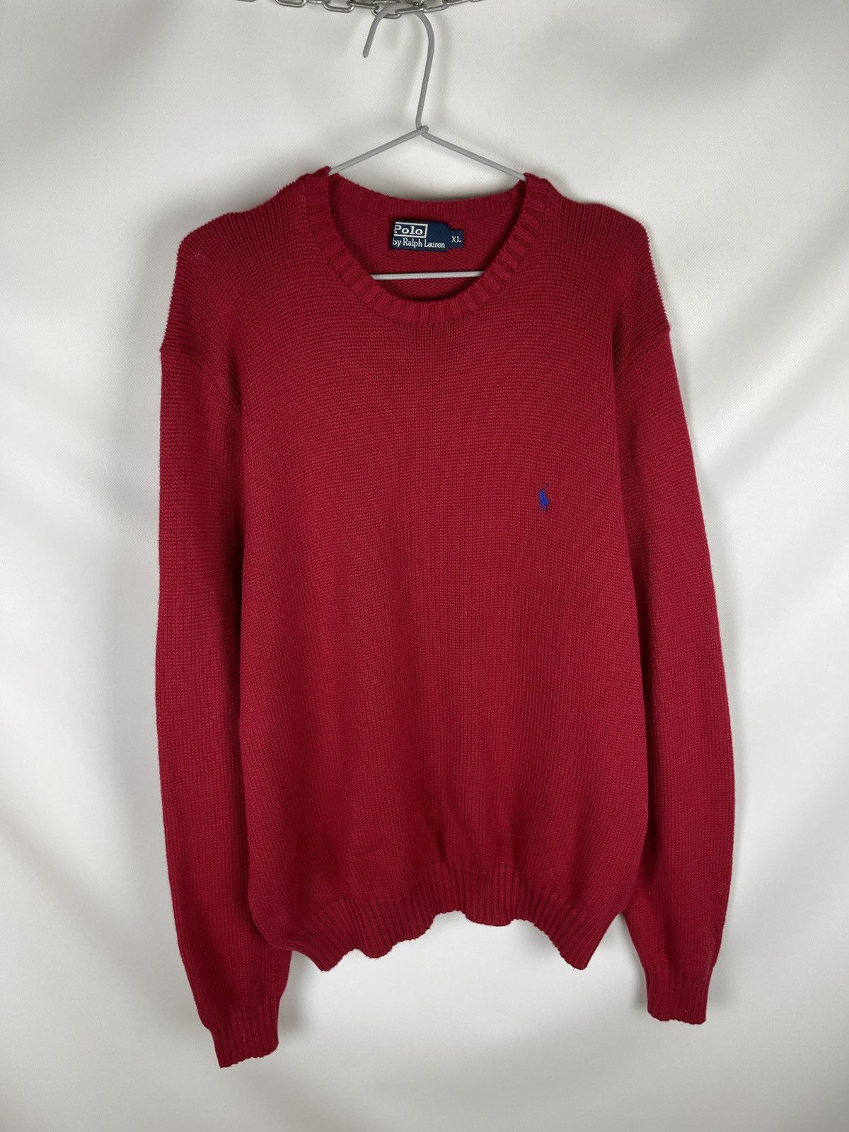 Polo Ralph Lauren Polo Ralph Lauren red crewneck knitted vintage logo sweater Size US XL / EU 56 / 4 - 2 Thumbnail
