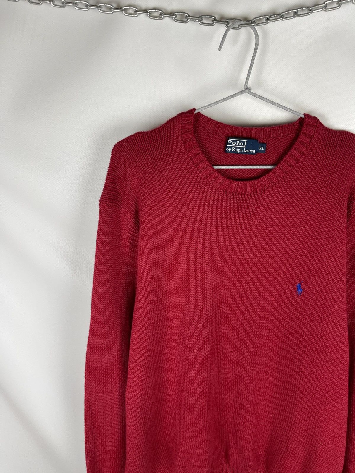 Polo Ralph Lauren Polo Ralph Lauren red crewneck knitted vintage logo sweater Size US XL / EU 56 / 4 - 3 Thumbnail