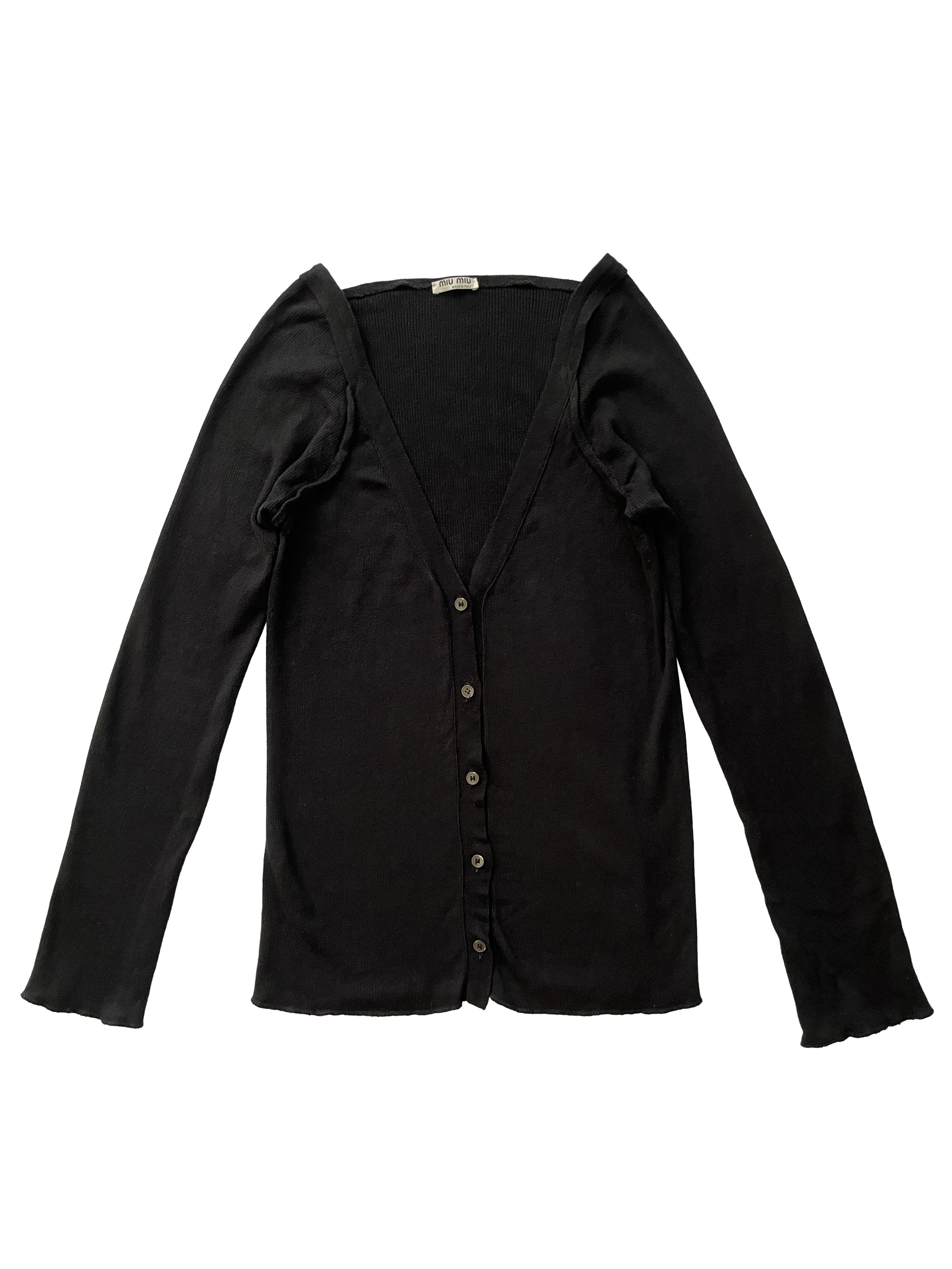 Miu Miu ⚡️QUICK SALE⚡️Miu Miu Black Stretchy Knit Cardigan Size M / US 6-8 / IT 42-44 - 1 Thumbnail