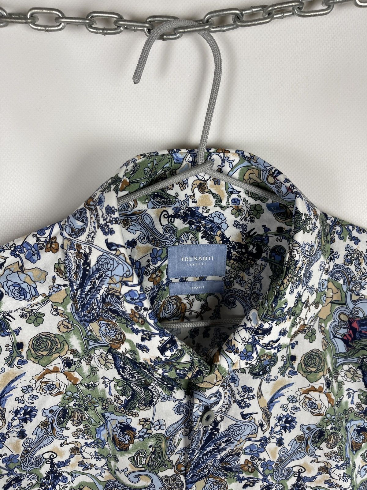 Japanese Brand Tresanti Celeste paisley flower pattern shirt size 17 43 Size US XL / EU 56 / 4 - 9 Thumbnail