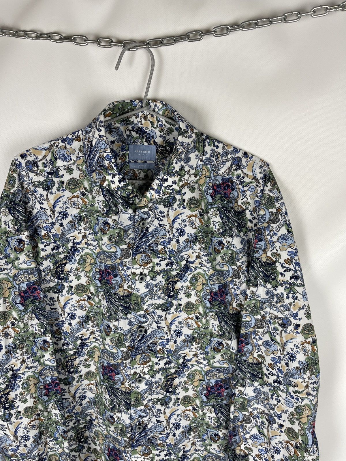 Japanese Brand Tresanti Celeste paisley flower pattern shirt size 17 43 Size US XL / EU 56 / 4 - 4 Thumbnail