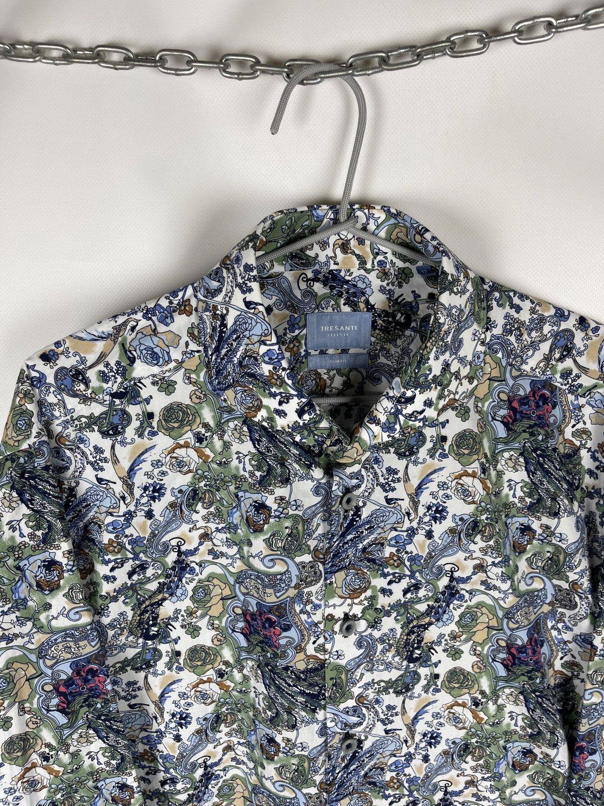 Japanese Brand Tresanti Celeste paisley flower pattern shirt size 17 43 Size US XL / EU 56 / 4 - 5 Thumbnail