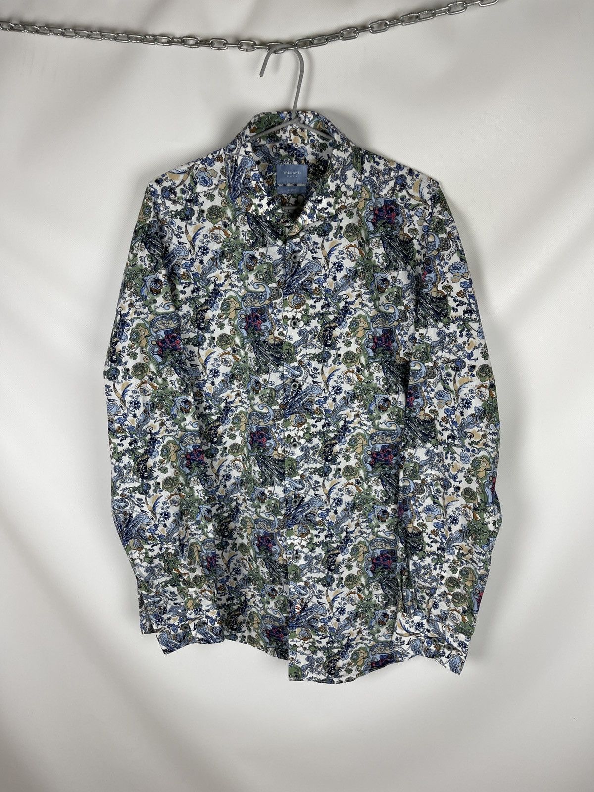 Japanese Brand Tresanti Celeste paisley flower pattern shirt size 17 43 Size US XL / EU 56 / 4 - 1 Thumbnail