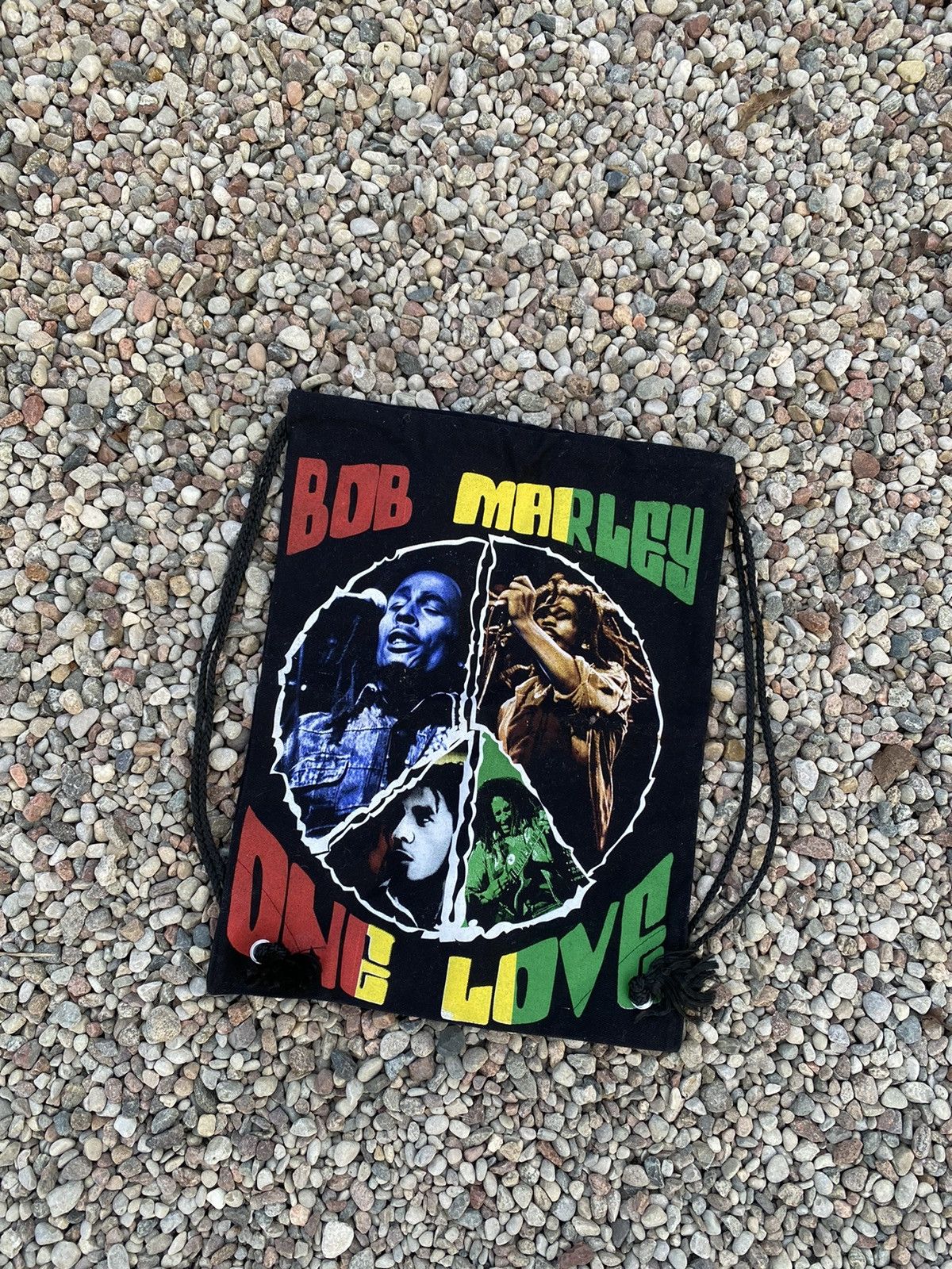 Bob Marley × Vintage Vintage Bob Marley Bag Canvas Drawstring Reggae Rasta Peace Size ONE SIZE - 1 Thumbnail