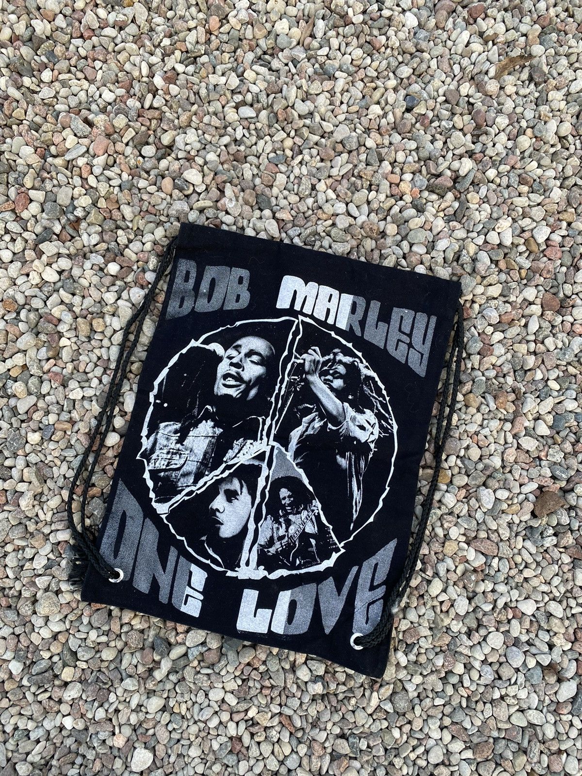 Bob Marley × Vintage Vintage Bob Marley Bag Canvas Drawstring Reggae Rasta Peace Size ONE SIZE - 2 Thumbnail