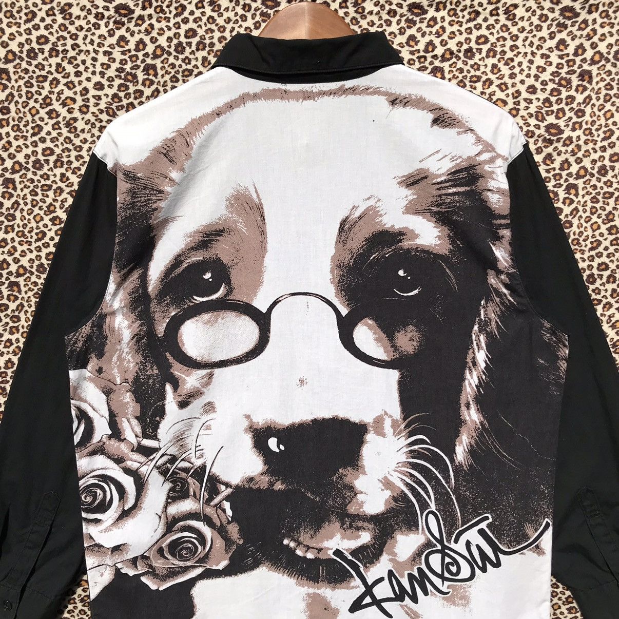 Kansai Yamamoto × Vintage 🔥Designer🔥Kansai Yamamoto Dog Face Overprint Shirt Kansai. Size US L / EU 52-54 / 3 - 5 Thumbnail