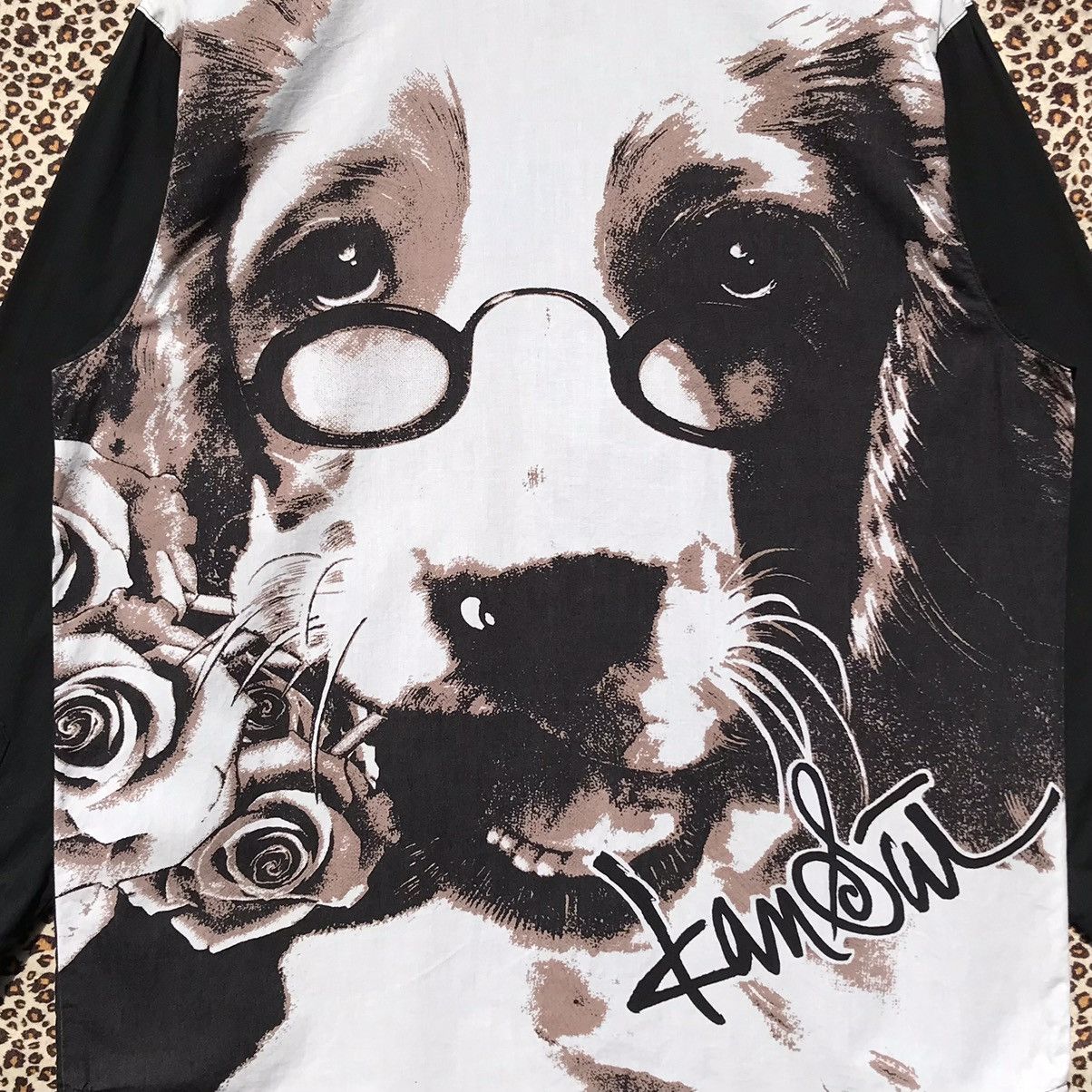 Kansai Yamamoto × Vintage 🔥Designer🔥Kansai Yamamoto Dog Face Overprint Shirt Kansai. Size US L / EU 52-54 / 3 - 6 Thumbnail