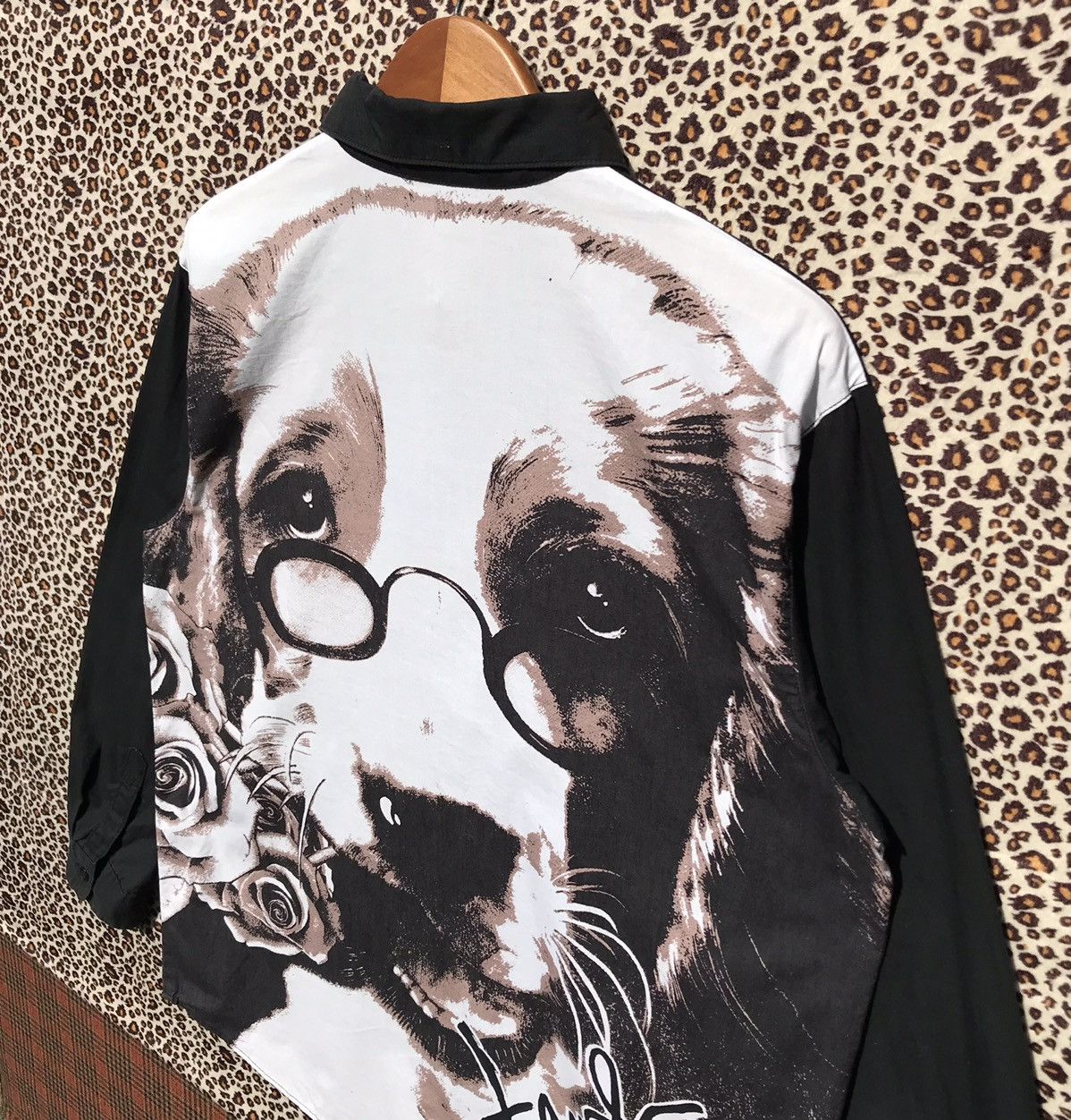 Kansai Yamamoto × Vintage 🔥Designer🔥Kansai Yamamoto Dog Face Overprint Shirt Kansai. Size US L / EU 52-54 / 3 - 4 Thumbnail