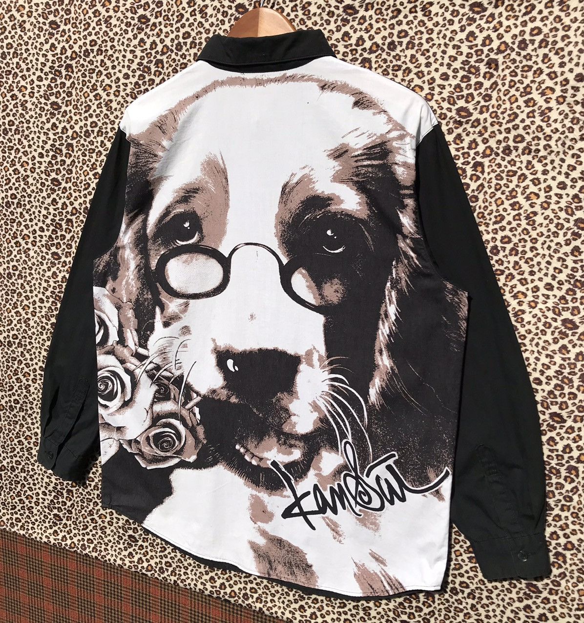 Kansai Yamamoto × Vintage 🔥Designer🔥Kansai Yamamoto Dog Face Overprint Shirt Kansai. Size US L / EU 52-54 / 3 - 3 Thumbnail