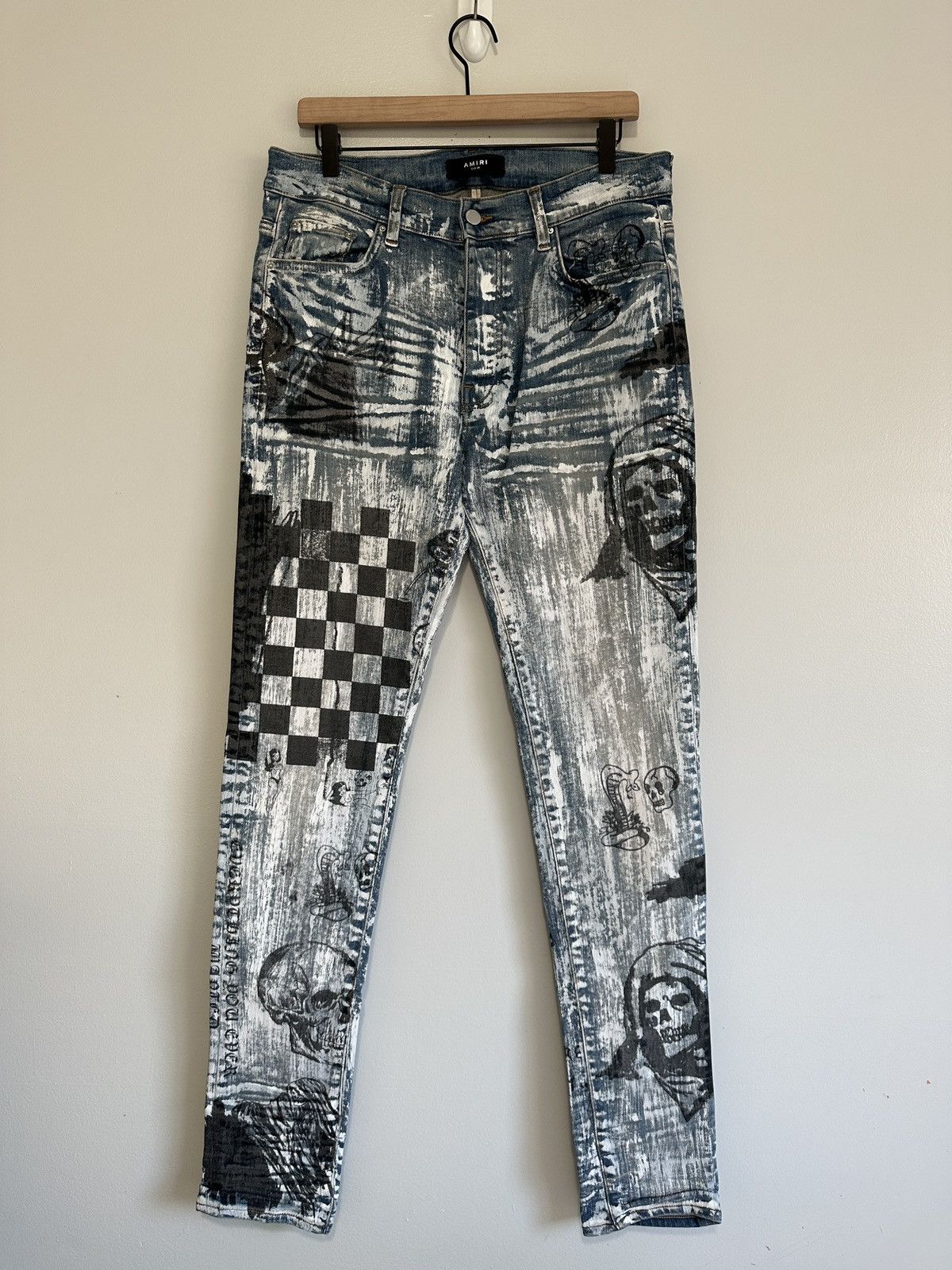 Amiri × Wes Lang Amiri Wes Lang Sketch Painted Indigo Denim Jeans 