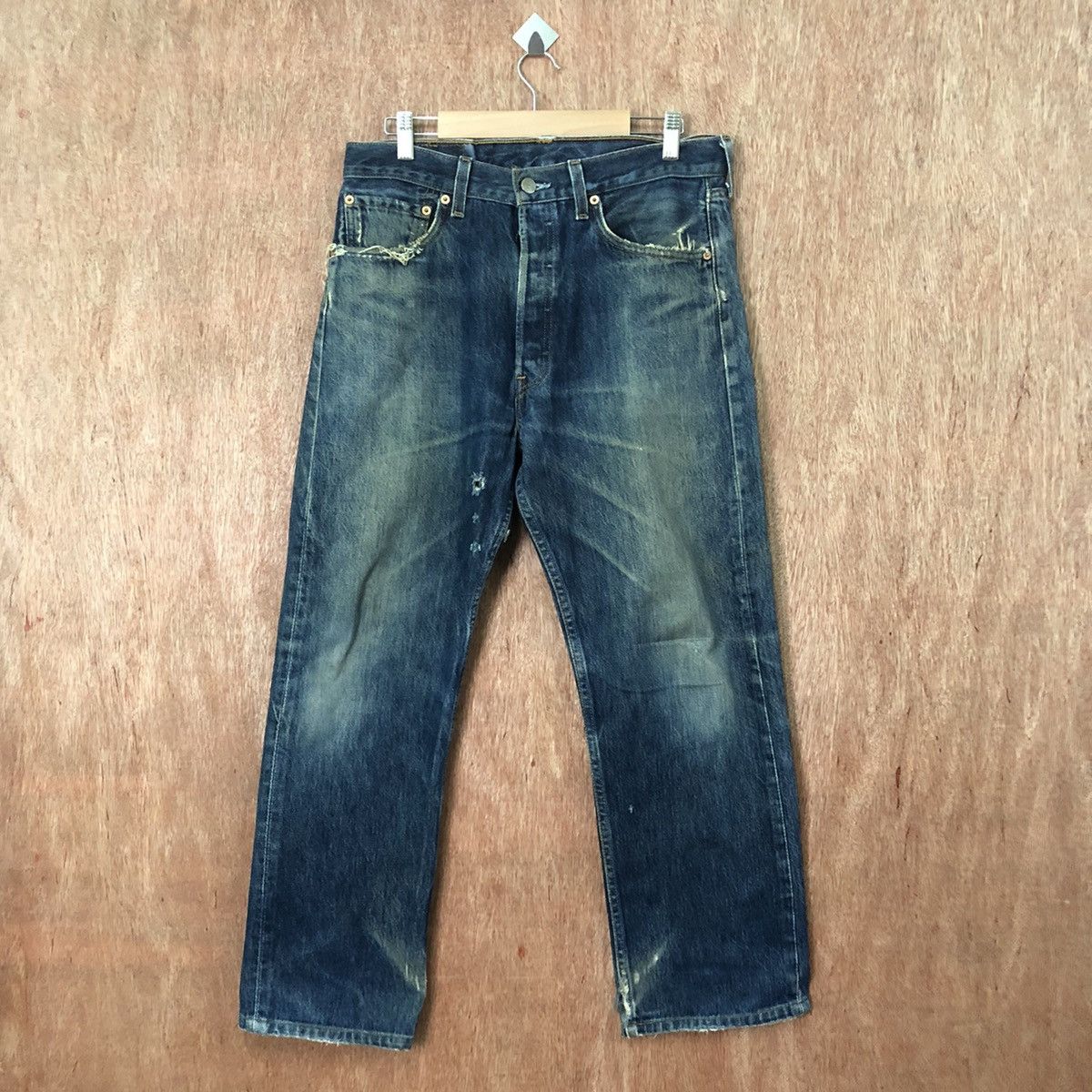 image of Distressed Denim x Levis 501 Levis Vintage Distressed Blue Denim 6388, Men's (Size 32)