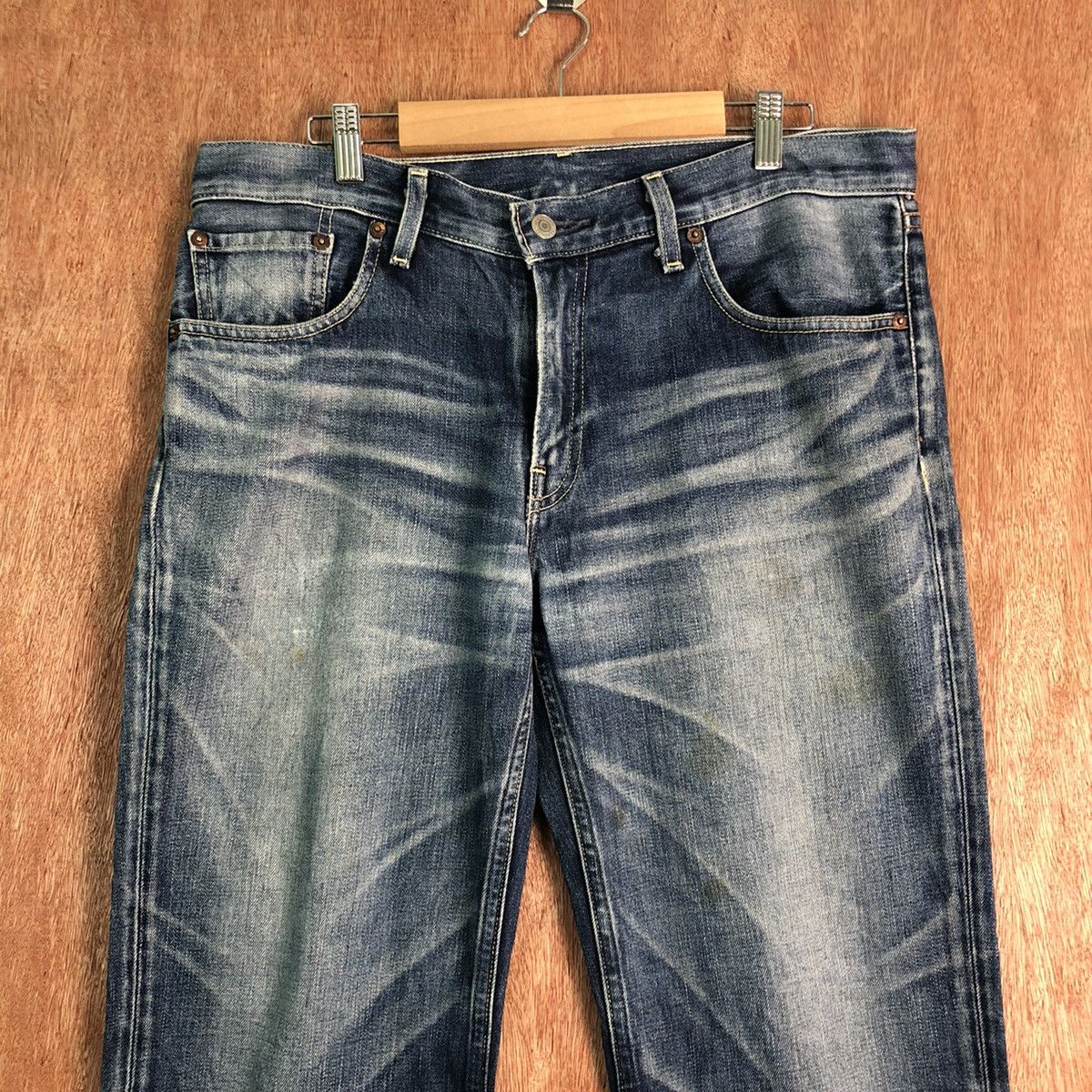 Levi's DLL 502 Levis selvedge Blue distressed Denim Jeans #c128 Size US 34 / EU 50 - 2 Thumbnail