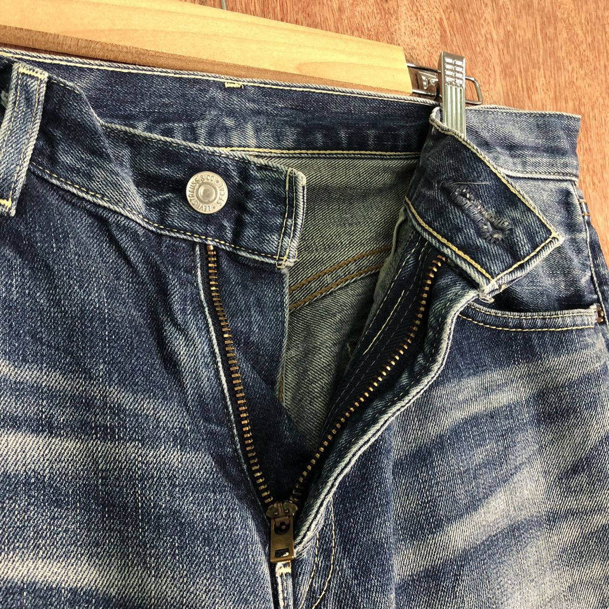 Levi's DLL 502 Levis selvedge Blue distressed Denim Jeans #c128 Size US 34 / EU 50 - 5 Thumbnail