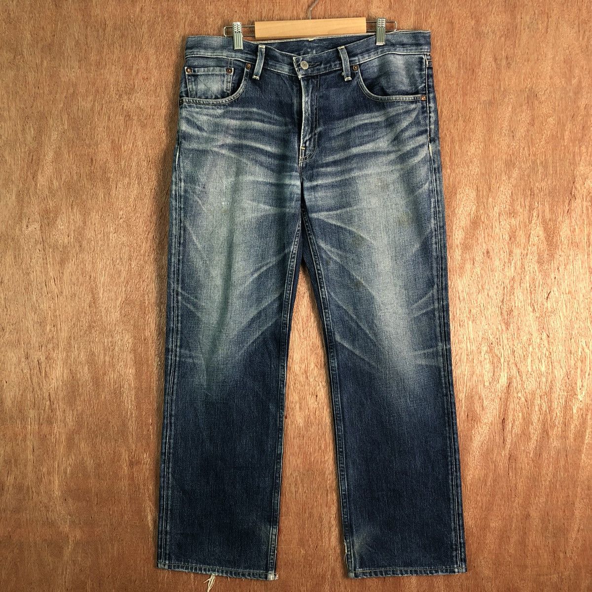 image of Japan Levis Strauss Blue Distressed Denim Jeans C128, Men's (Size 34)