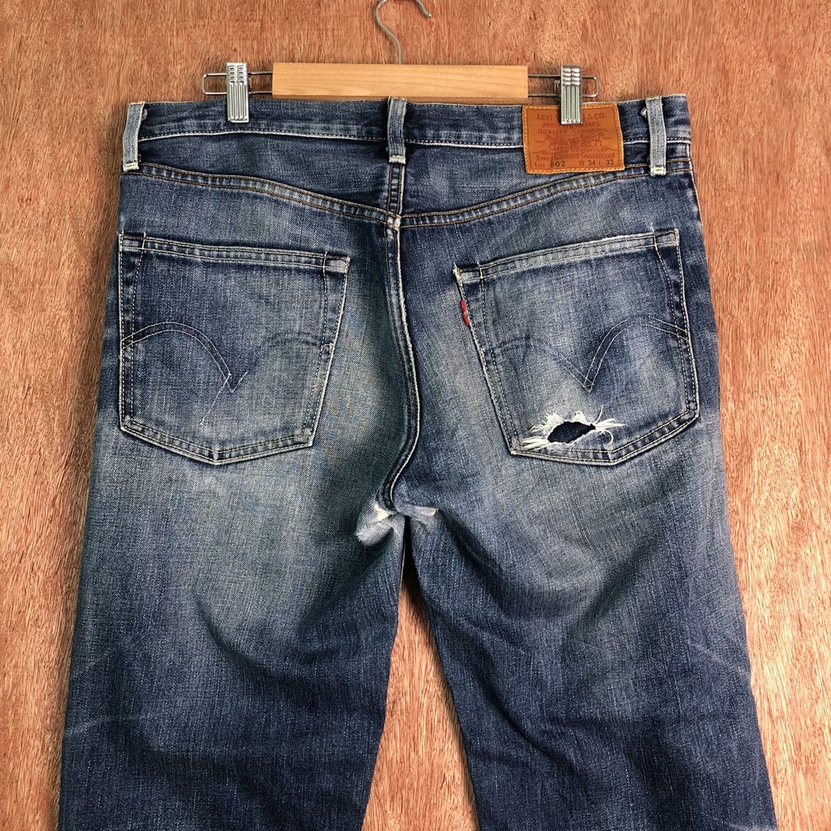 Levi's DLL 502 Levis selvedge Blue distressed Denim Jeans #c128 Size US 34 / EU 50 - 7 Thumbnail