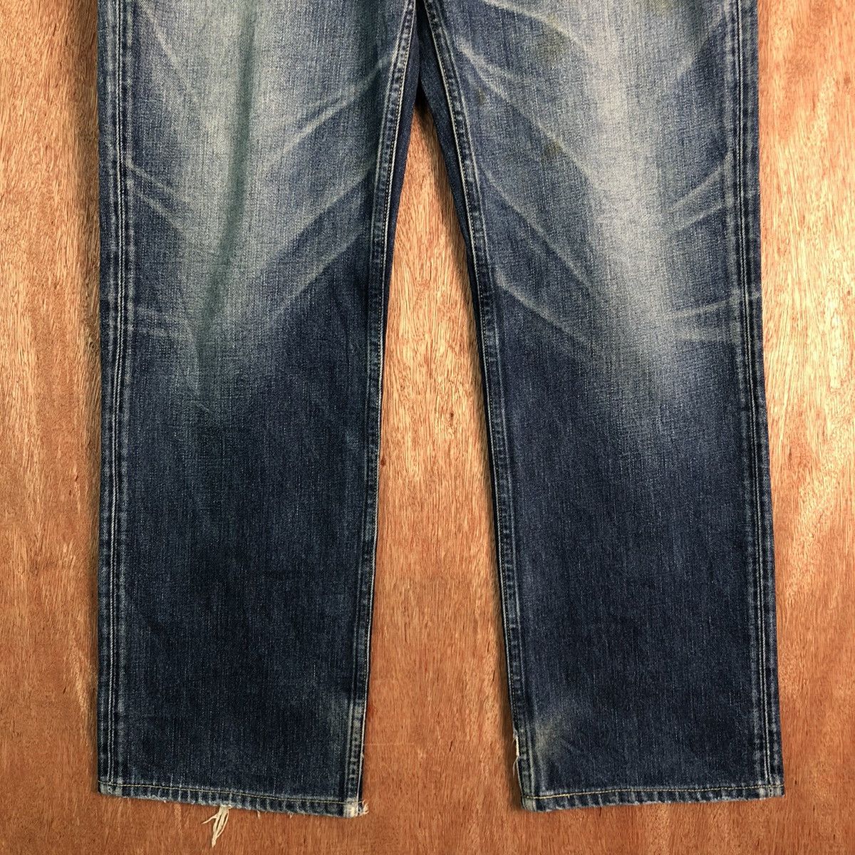 Levi's DLL 502 Levis selvedge Blue distressed Denim Jeans #c128 Size US 34 / EU 50 - 3 Thumbnail