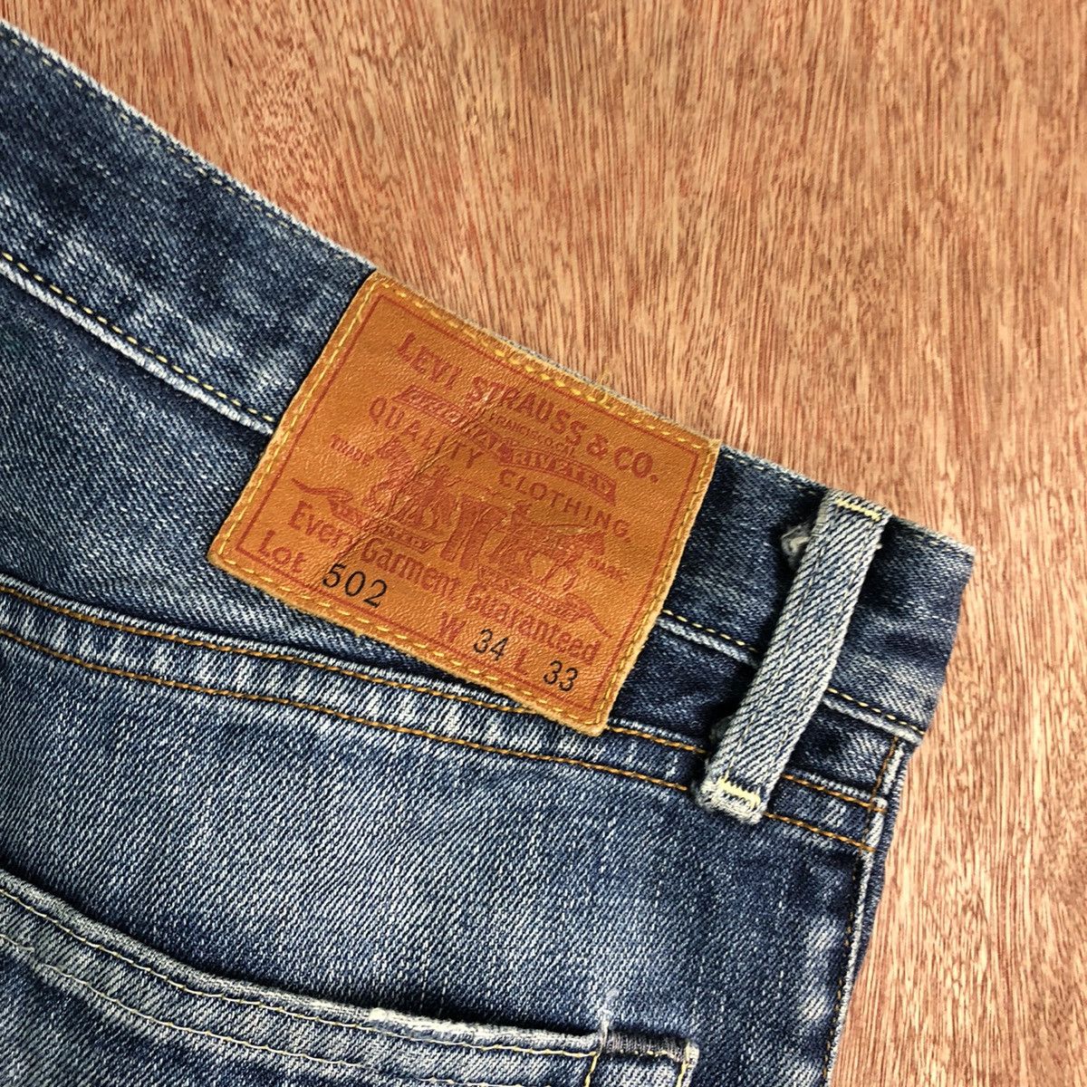 Levi's DLL 502 Levis selvedge Blue distressed Denim Jeans #c128 Size US 34 / EU 50 - 14 Thumbnail