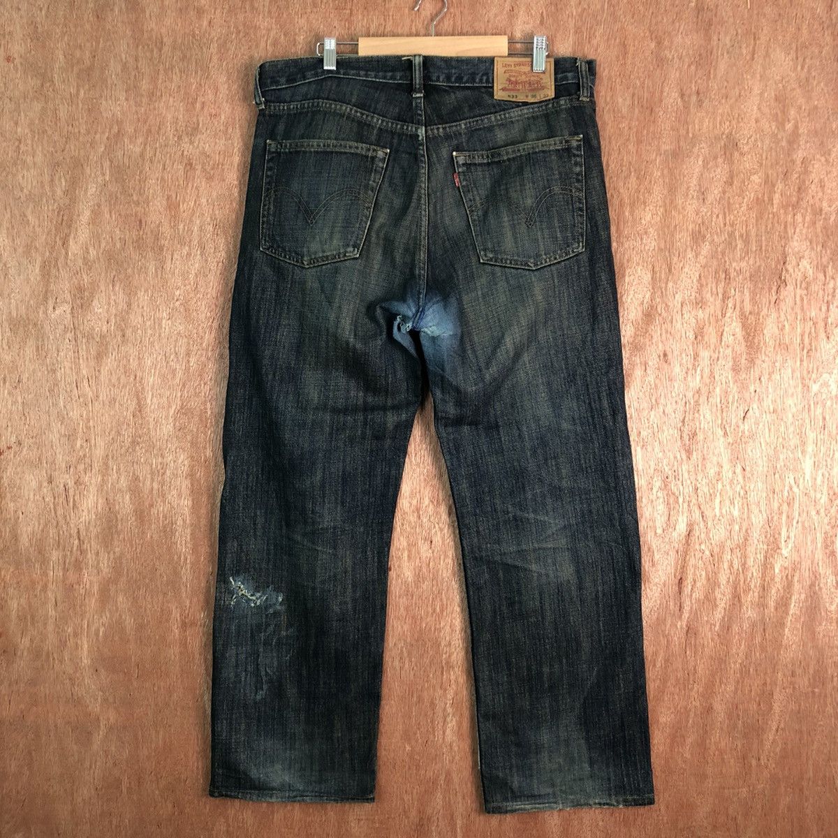 Levi's levis Strauss Dark Blue distressed Denim Jeans Pants #c208 Size US 36 / EU 52 - 6 Thumbnail