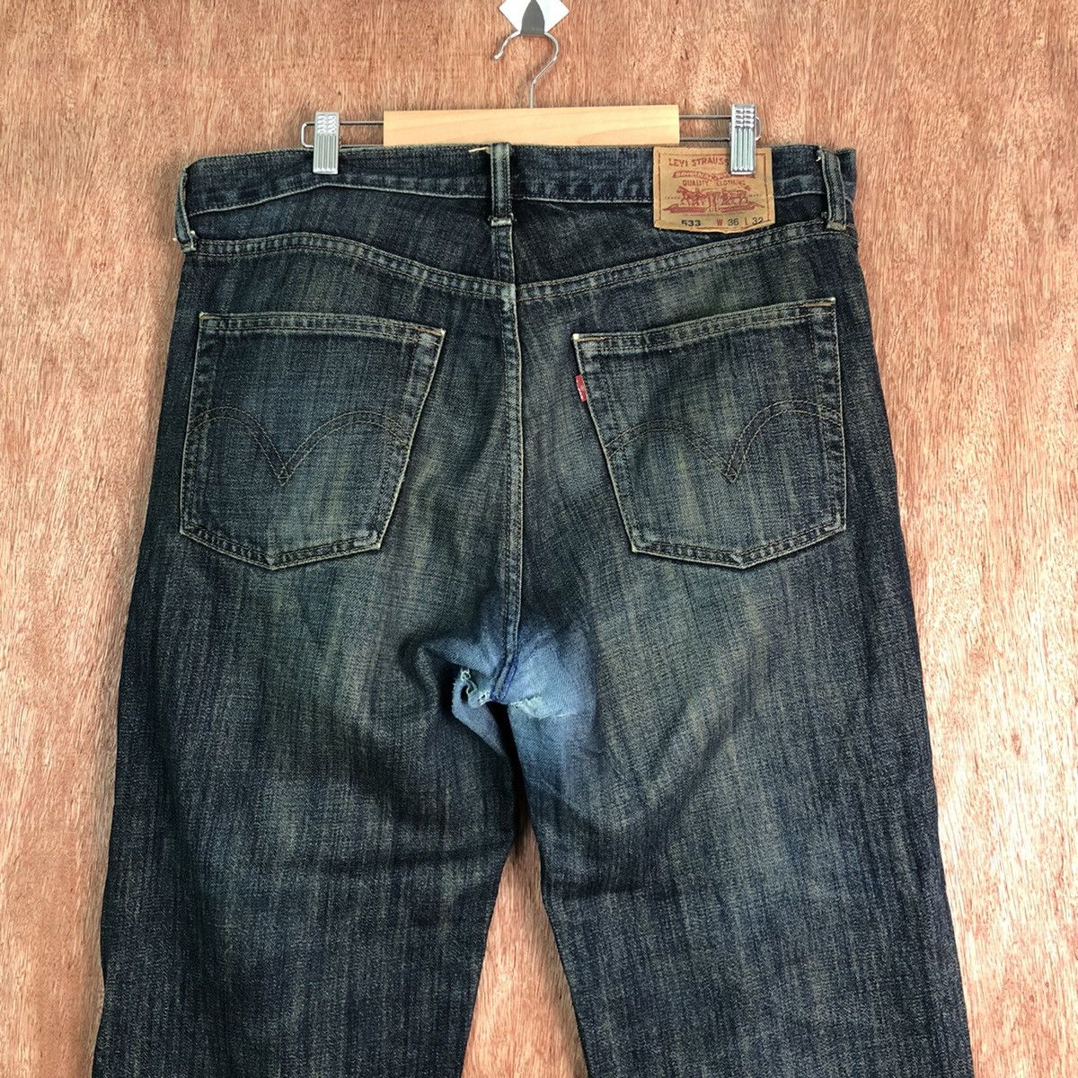 Levi's levis Strauss Dark Blue distressed Denim Jeans Pants #c208 Size US 36 / EU 52 - 7 Thumbnail
