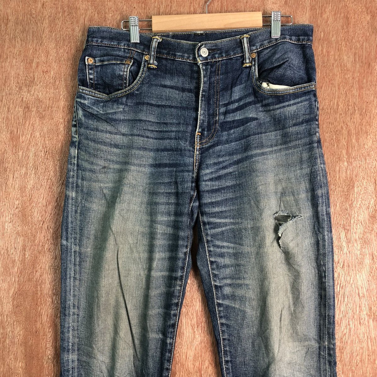 Levi's DLL 551 Levi's Strauss Distressed Blue Denim Jeans #c191 Size US 31 - 2 Thumbnail