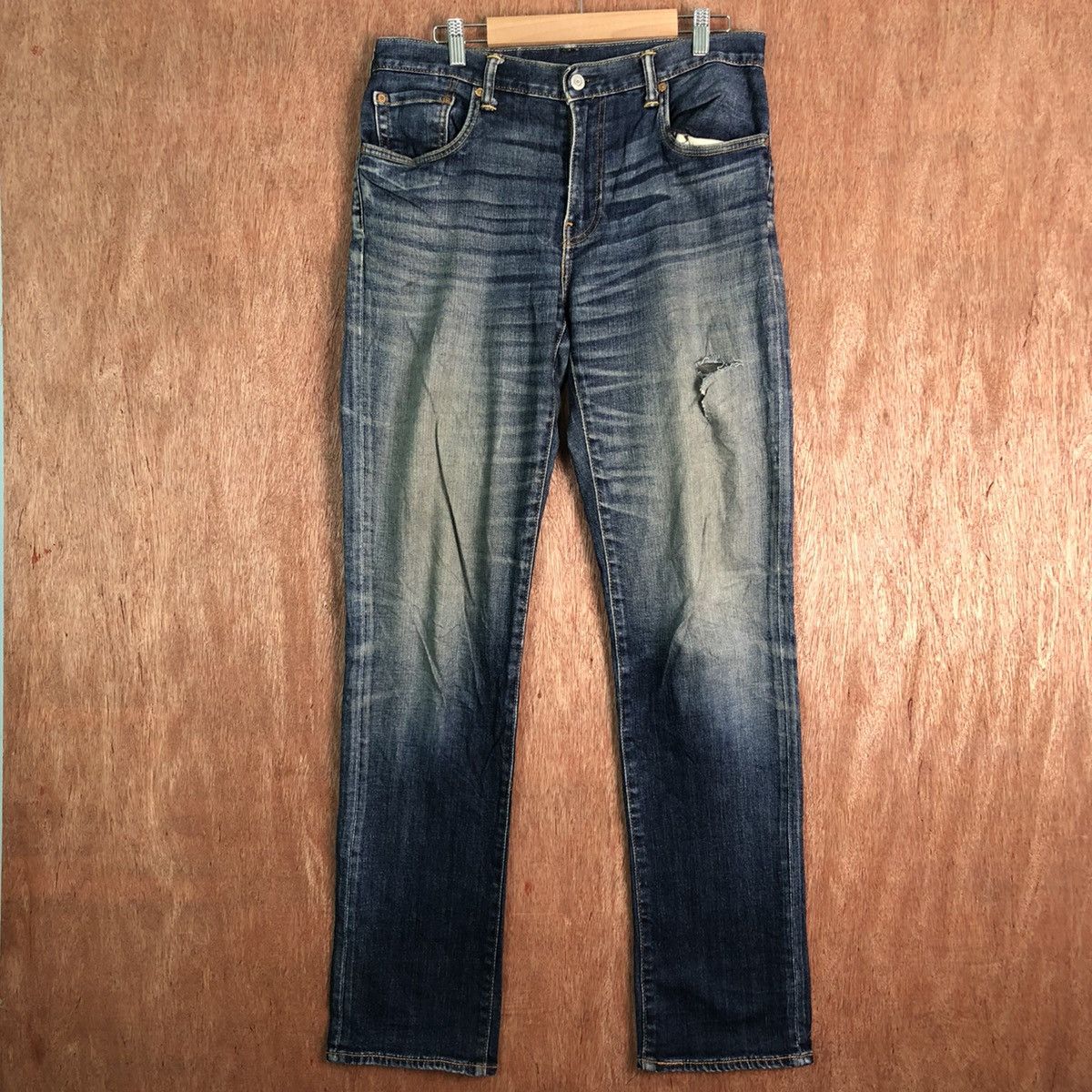 Levi's DLL 551 Levi's Strauss Distressed Blue Denim Jeans #c191 Size US 31 - 1 Thumbnail