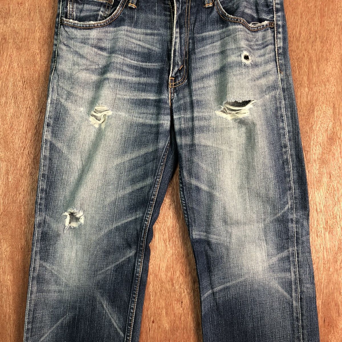 Levi's DLL Levis Strauss Distressed Blue Denim Pants vintage #C209 Size US 32 / EU 48 - 4 Thumbnail