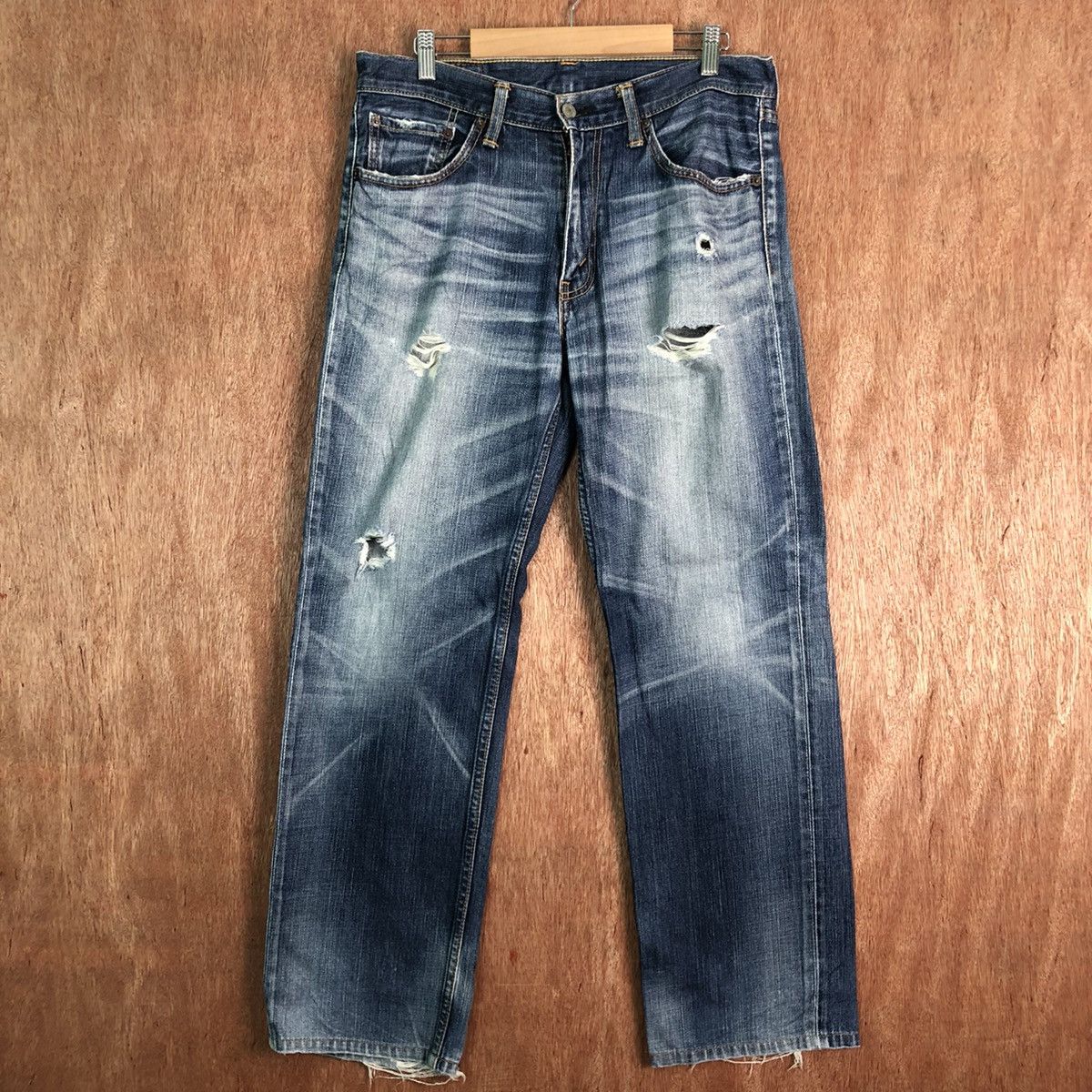image of Distressed Denim x Levis Strauss Distressed Blue Denim Pants Vintage 209, Men's (Size 32)