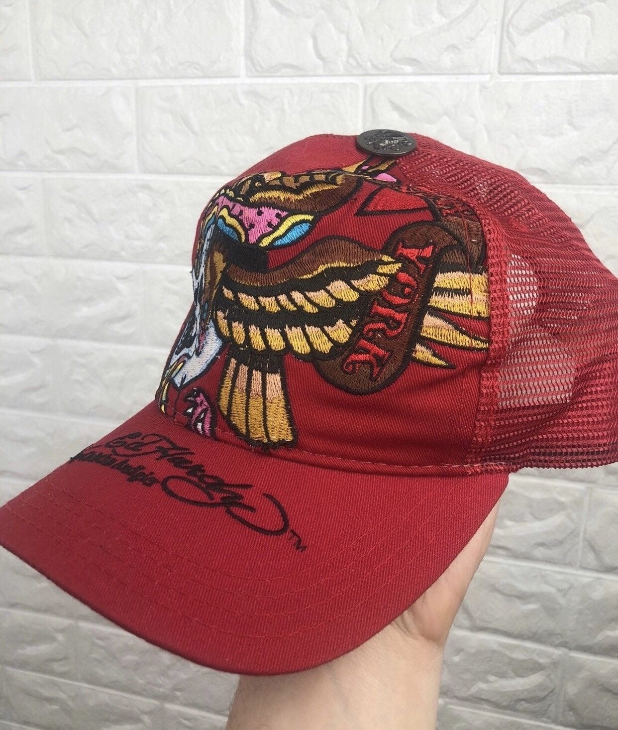 Christian Audigier × Ed Hardy Ed Hardy Trucker Hat Cap Y2K Size ONE SIZE - 3 Thumbnail