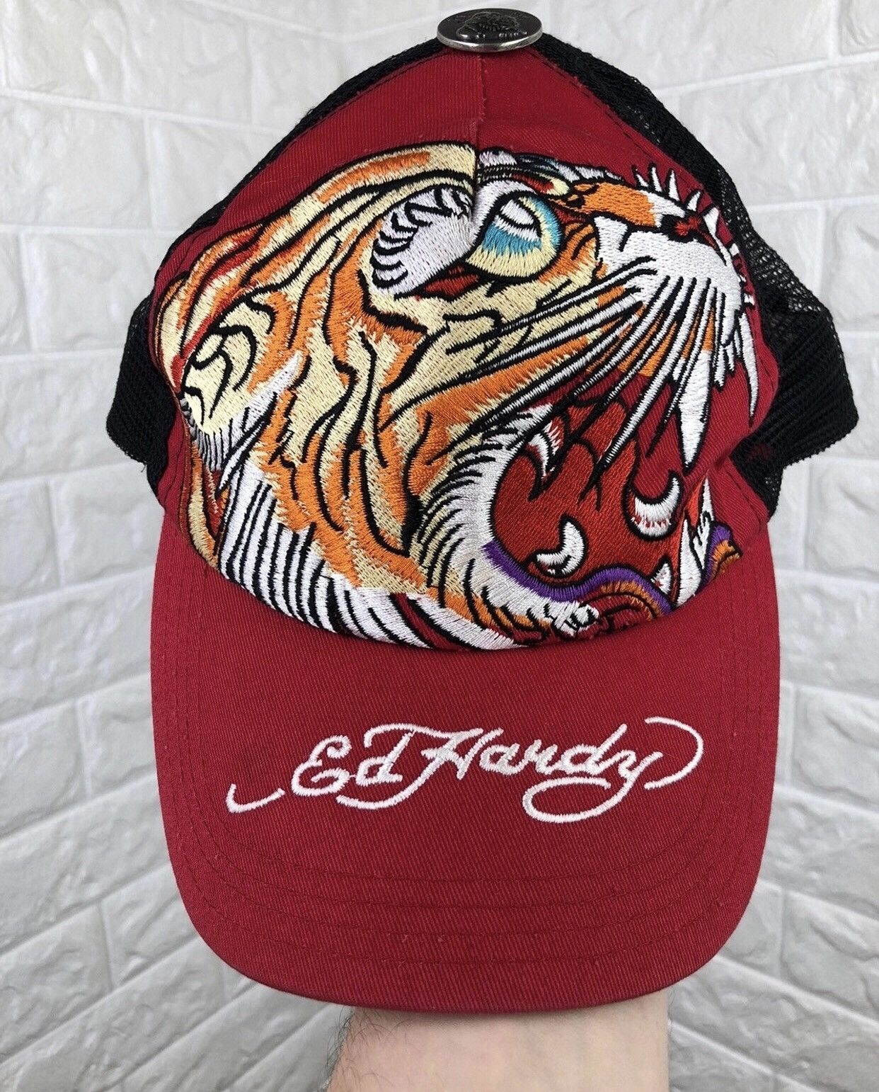 Christian Audigier × Ed Hardy Ed Hardy Trucker Hat Cap Y2K Size ONE SIZE - 4 Thumbnail