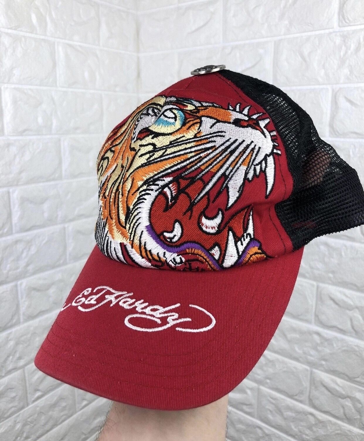 Christian Audigier × Ed Hardy Ed Hardy Trucker Hat Cap Y2K Size ONE SIZE - 3 Thumbnail