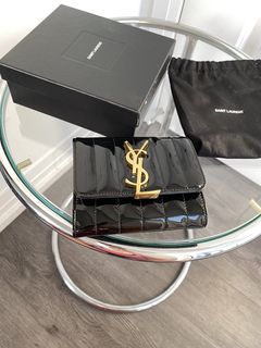 Saint Laurent Buffalo Pink Nylon Radio Chain Trifold Wallet 586279