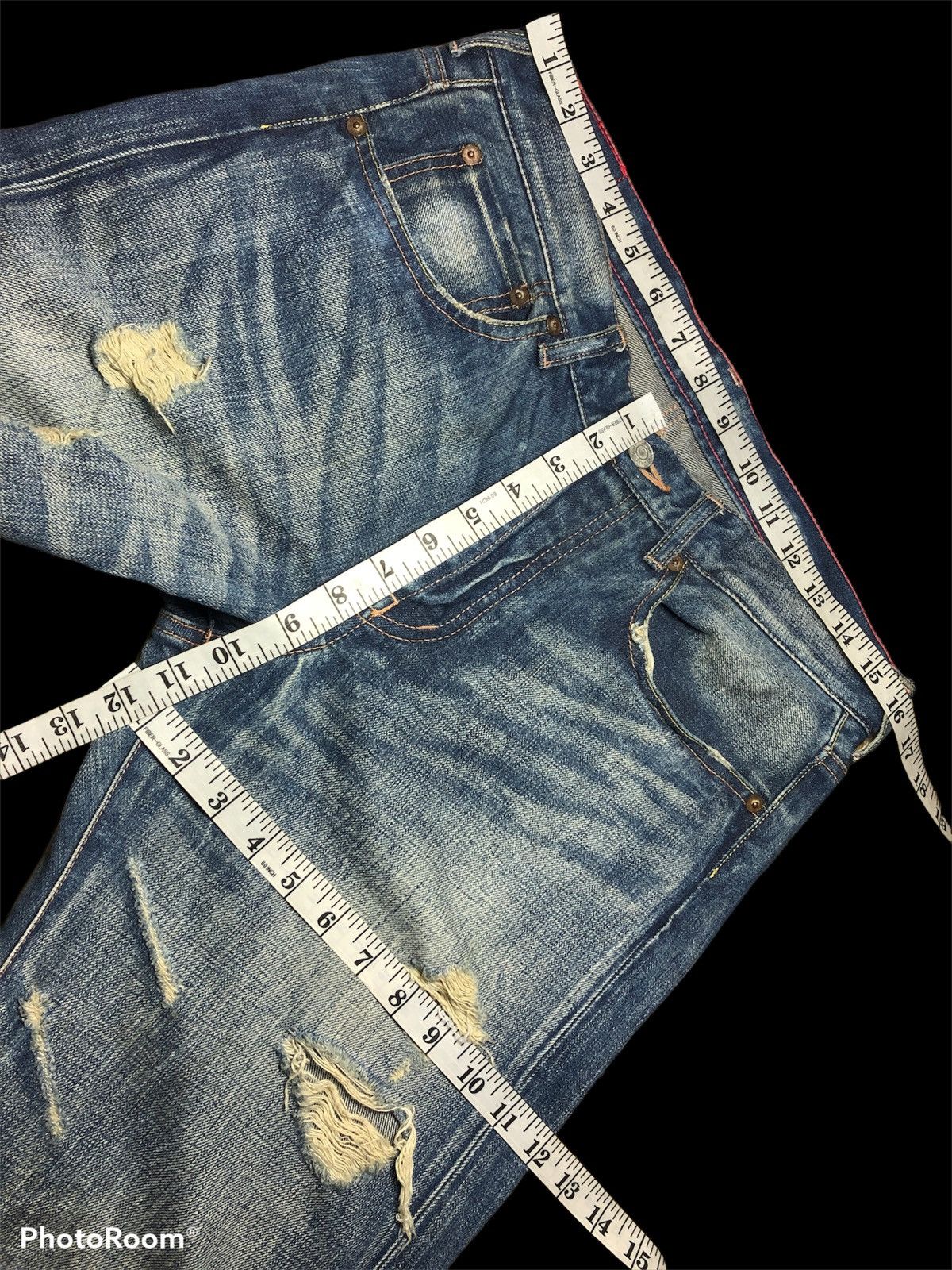 Japanese Brand SOUL OF FREEDOM DISTRESSED WASHED BLUE DENIM Size US 32 / EU 48 - 6 Thumbnail