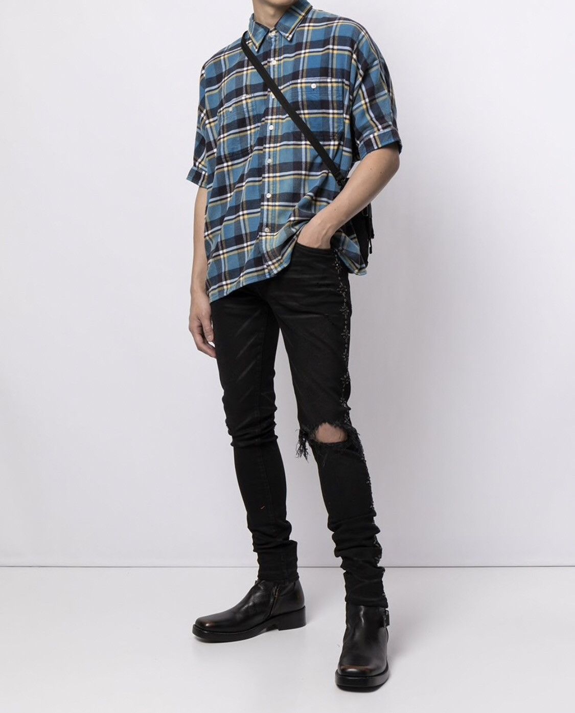 r13 plaid oversized boxy shirt